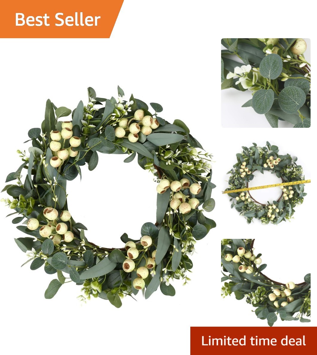 Exquisite 20-Inch Green Eucalyptus Wreath – Perfect for Any Season or Occasion