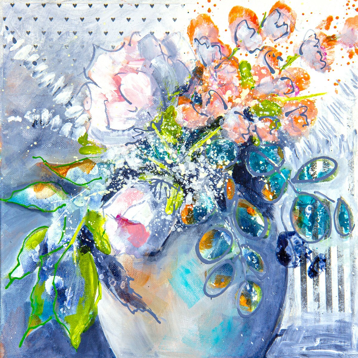 Contemporary Art Floral on canvas, original painting direct from artist