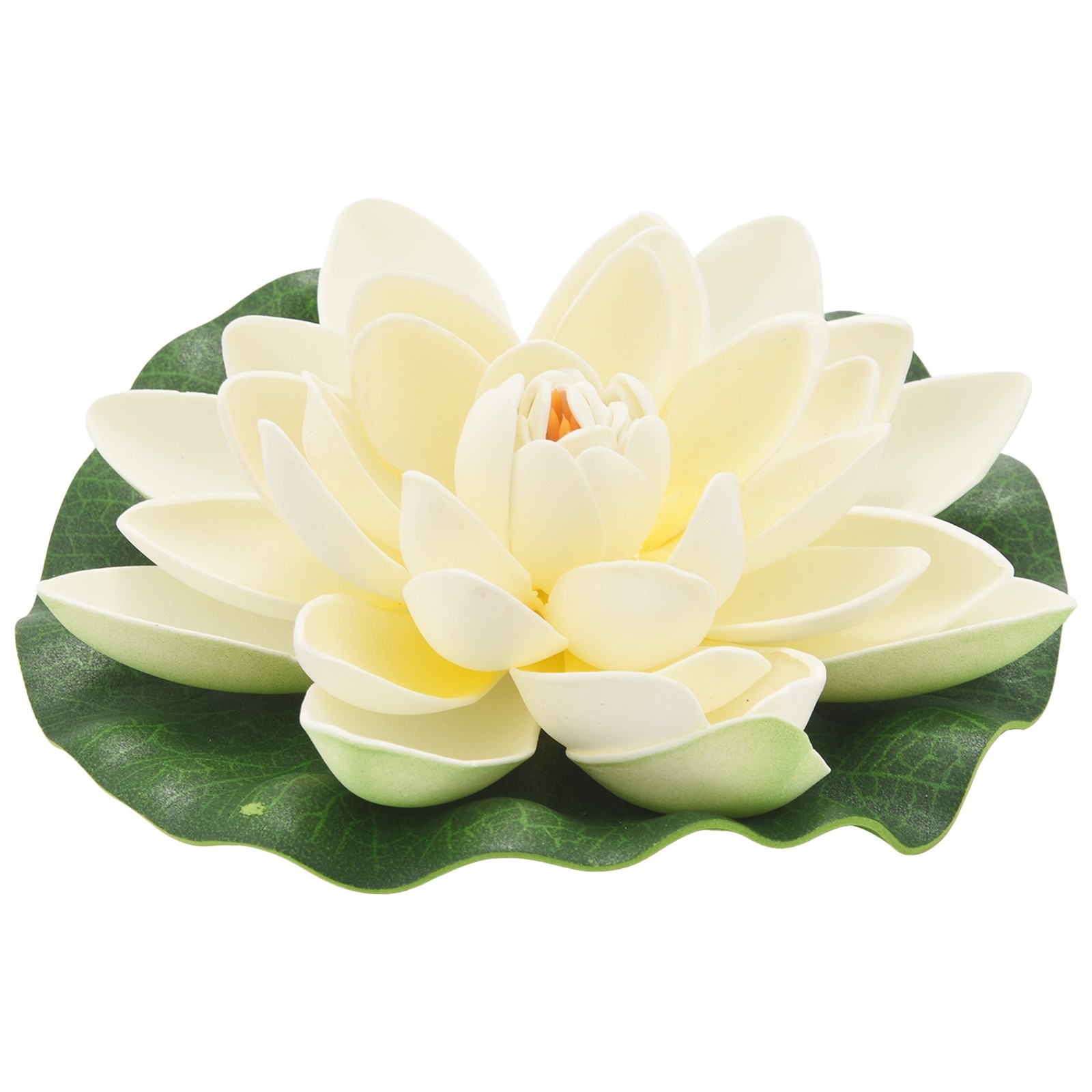 6Pcs Artificial Floating Foam Flowers,With Water Lily Pad Ornaments,Ivory2894