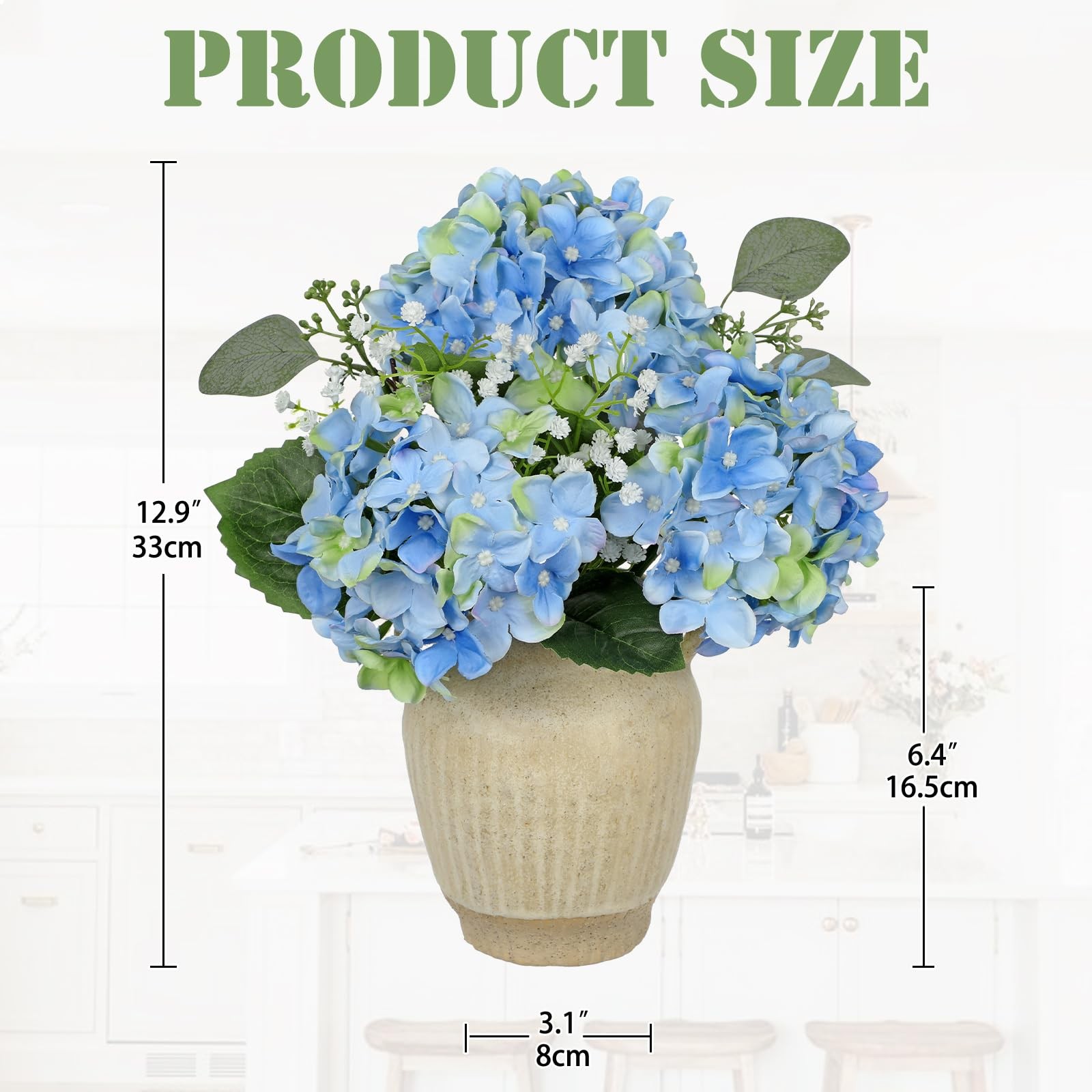 Artificial Blue Hydrangea in Pot with Vintage Ceramic Vase, Potted Hydrangea …