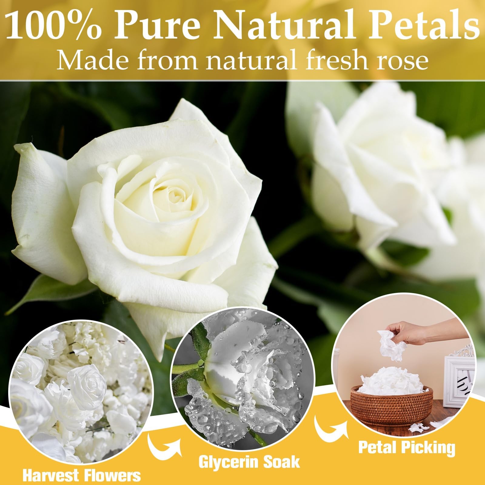 500 PCS Dried Real White Rose Petals Freeze Preserved Wedding Party Confetti
