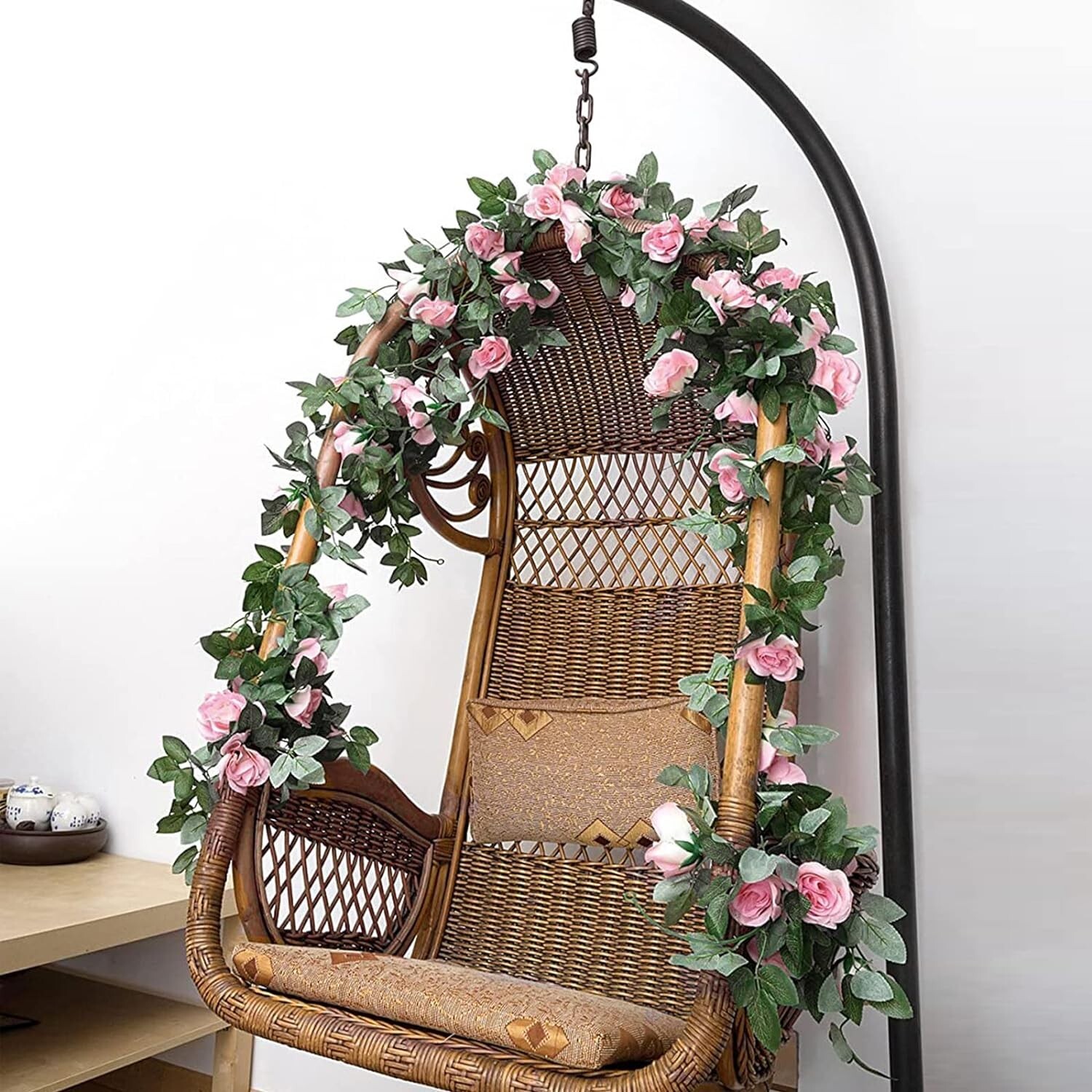 Fake Rose Vine Garland – 16ft total (2Pack) for Craft, Art, Decor
