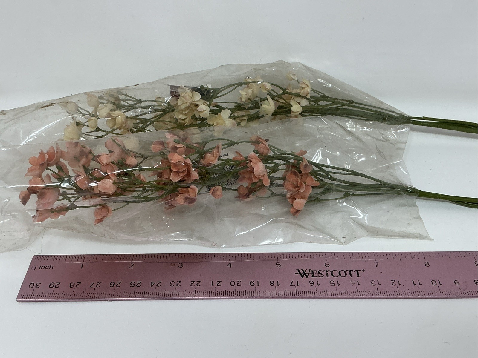 Crown Gypsophilia Peach and Off White 22” Lavender Spray Pink 20” 3 Picks NOS