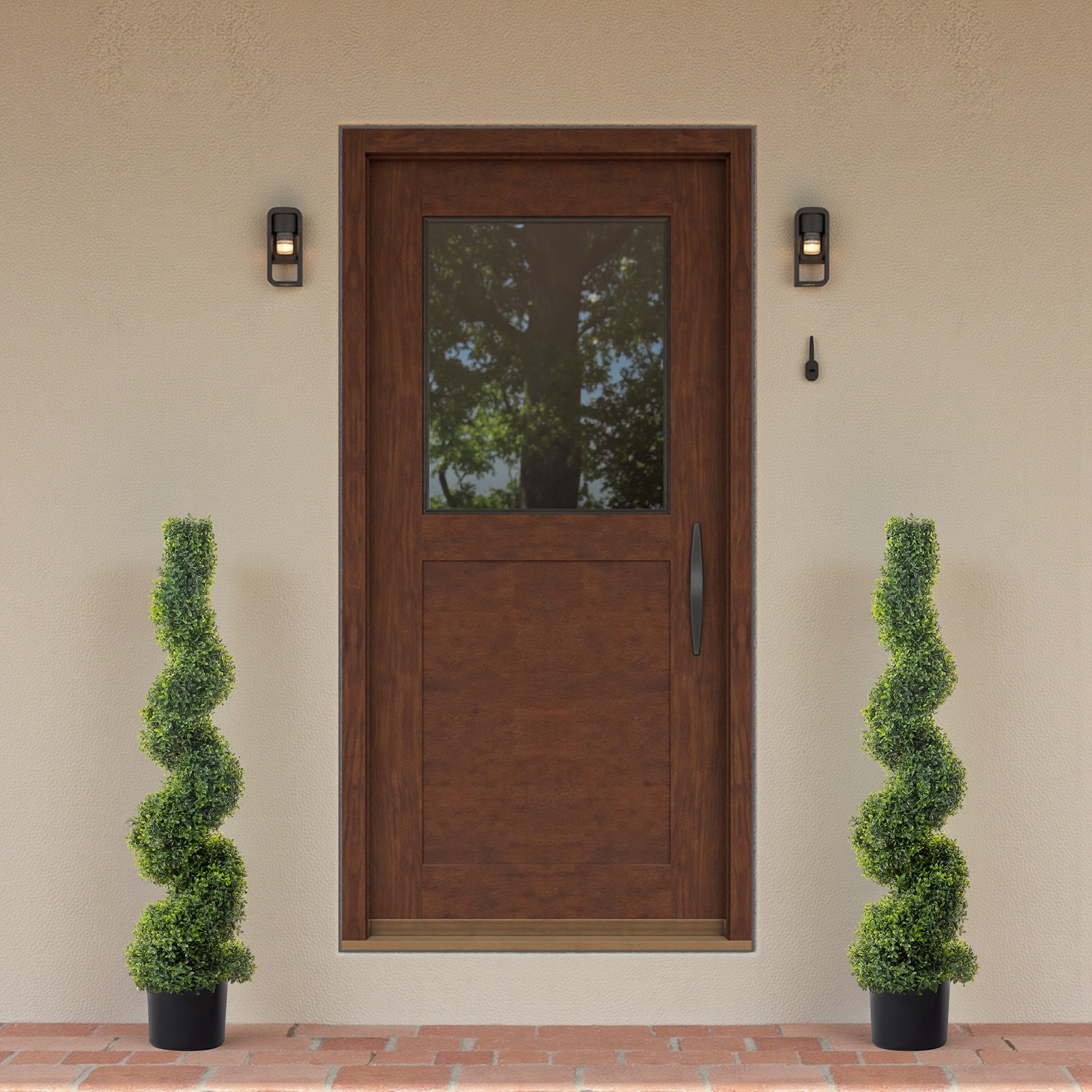 2pcs Green 115cm Spiral Boxwood PVC Artificial Tree