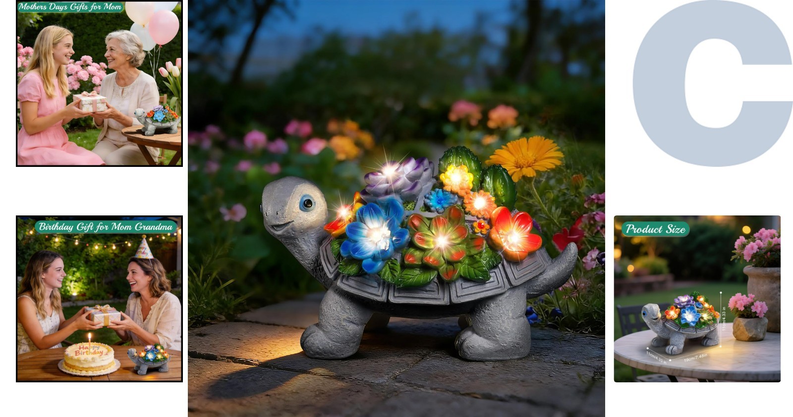 Charming Solar Turtle Statue with Multicolor LED Lights – Perfect Garden Gift
