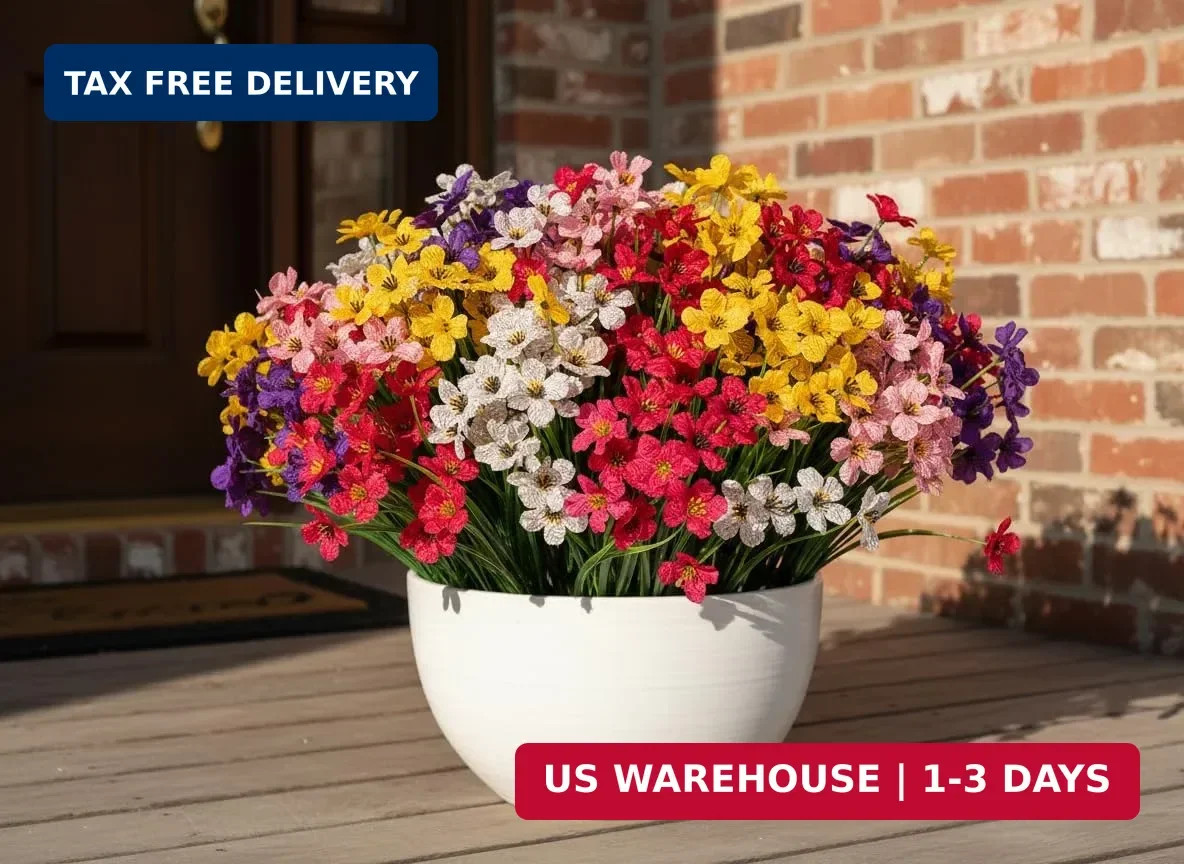 20 Bundles Artificial Outdoor Flowers UV Resistant Faux Plants for Outside Decor