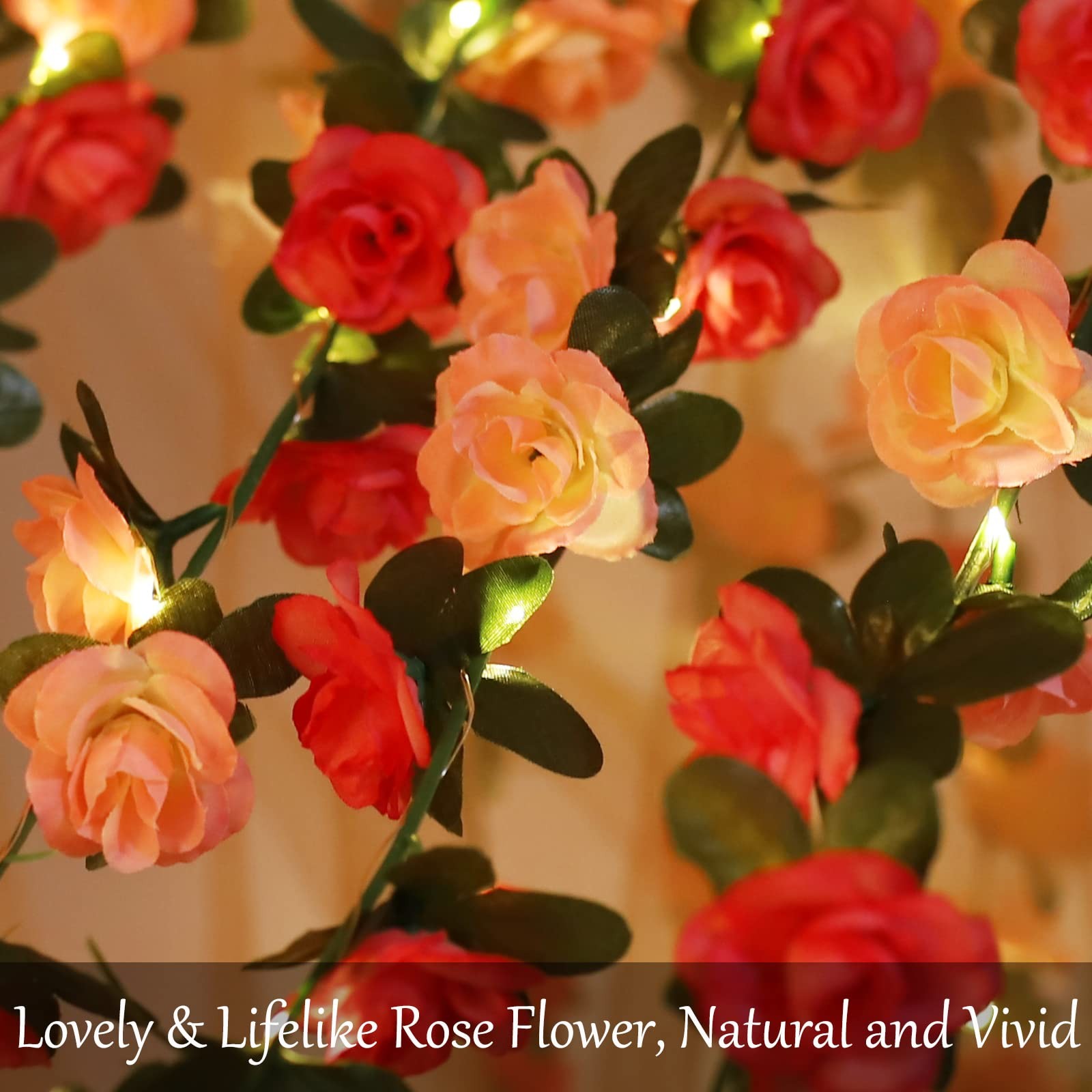 30 LED Rose Flower String Lights 8.2ft Artificial Flower Garland with Lights …