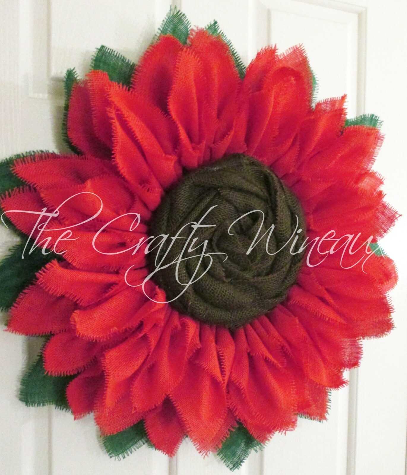 The Crafty Wineaux – Extra Thick 25″ Rich Coral Pink Burlap Sunflower Wreath