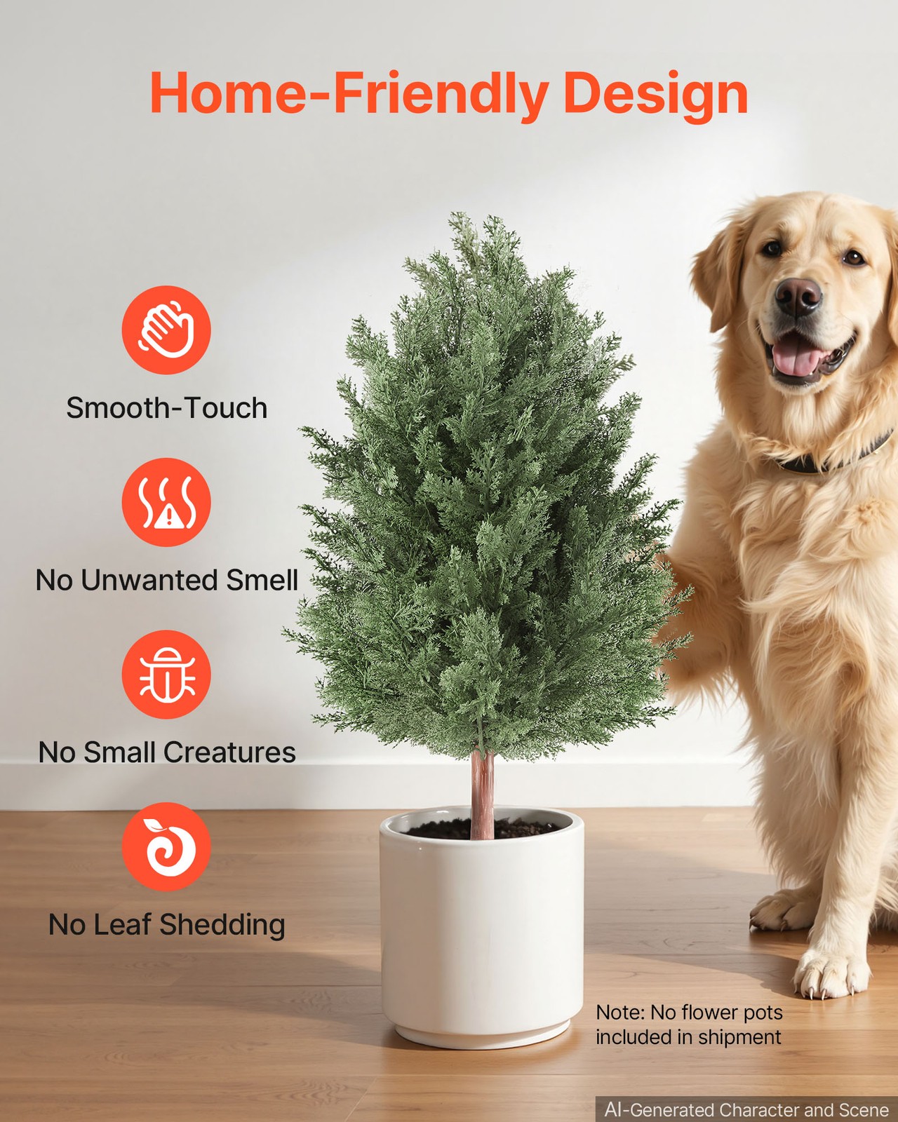 VEVOR Artificial Topiary Cedar Bush 3 Ft Set of 2 Greenery Fake Shrubs PE Faux