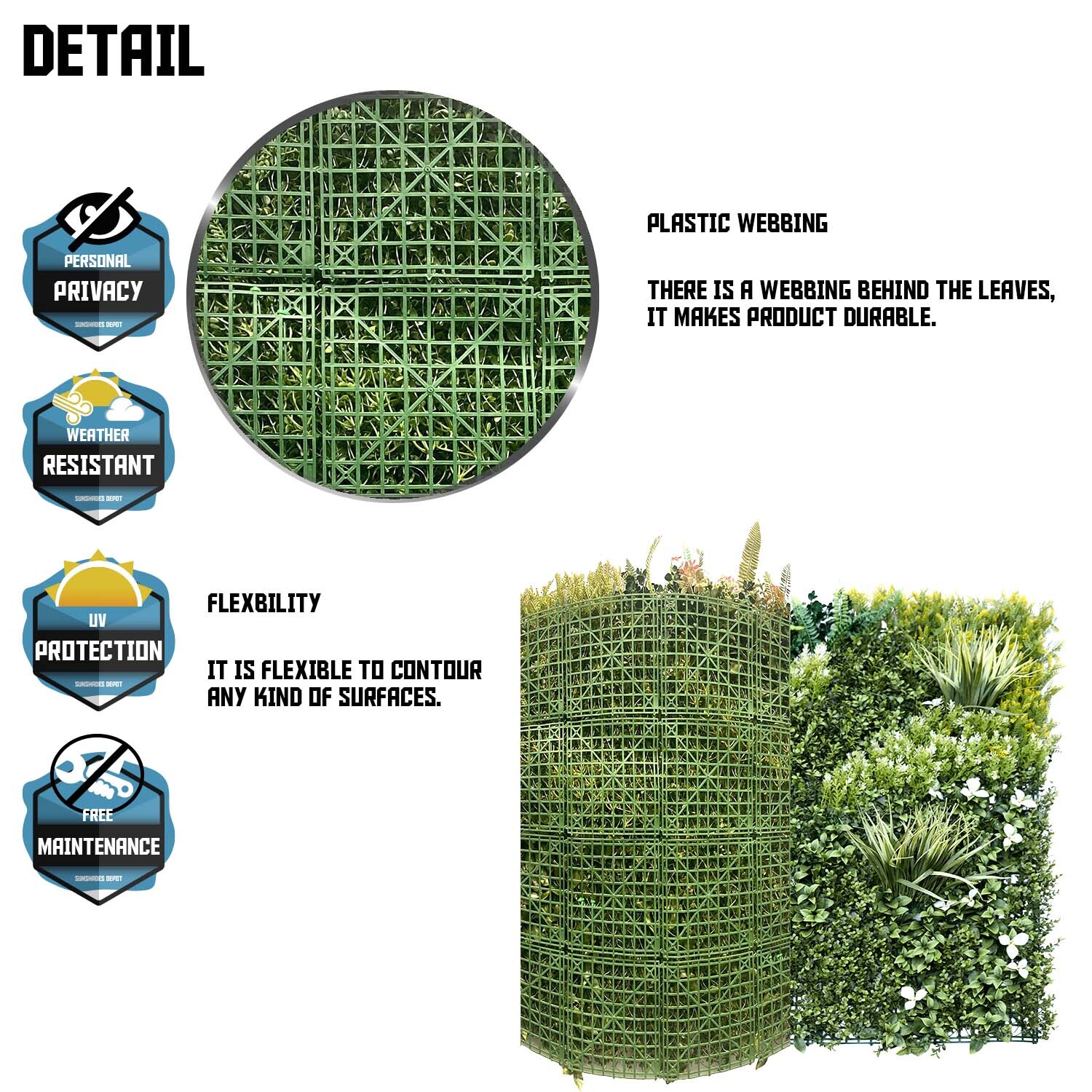 40″ Artificial Faux 3D Mix Leaves Wall Panel Fence Screen Home Outdoor Decor #04