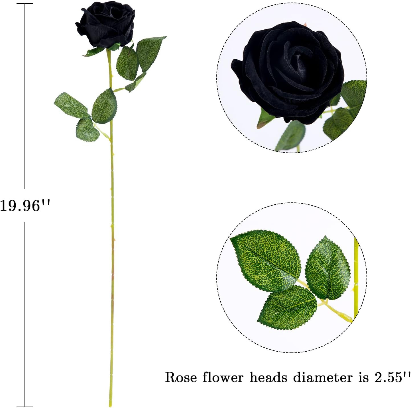 12PCS Artificial Flowers Fake Roses, Realistic Velvet Long Stem Red Roses Bouque