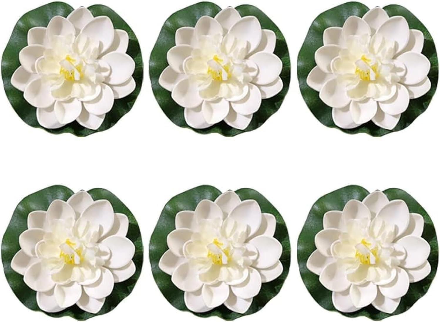 Lily Pad for Ponds, 6 Pcs White Artificial Lotus, Realistic Water Floating Fo…