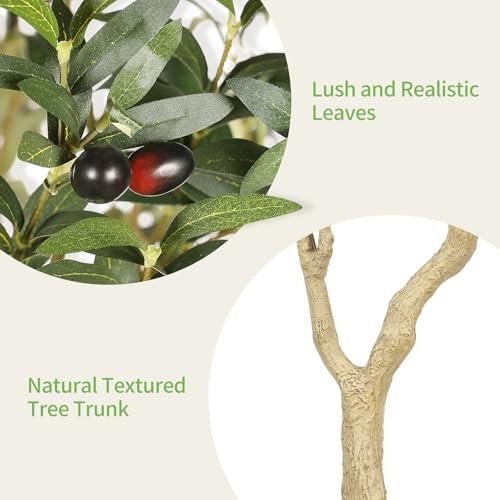 6ft Artificial Olive Tree with Tall Exquisite Planter – Realistic Faux Olive