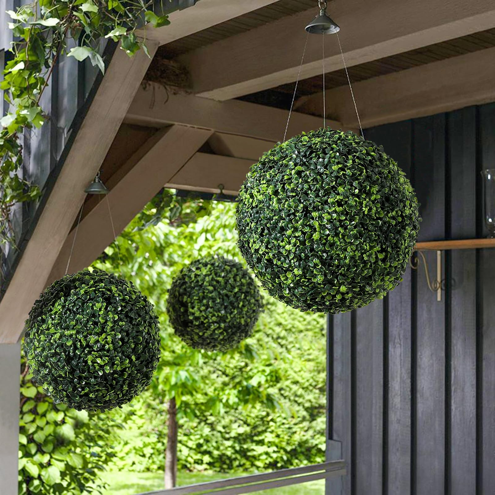 3 Pcs Artificial Topiary Ball Plant Faux Boxwood Balls for Outdoor UV Resista…