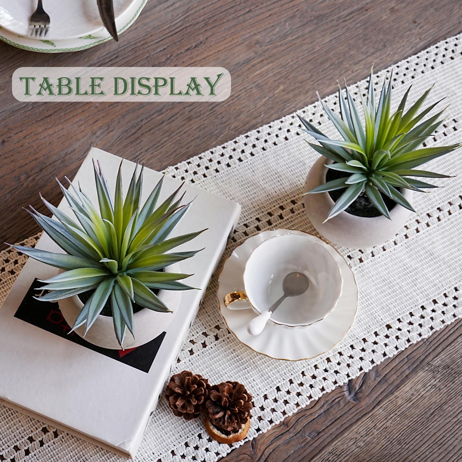 Jahe Agave Artificial Plants, Matte Pot Mini Artificial Plants Indoor, 8.07 i…