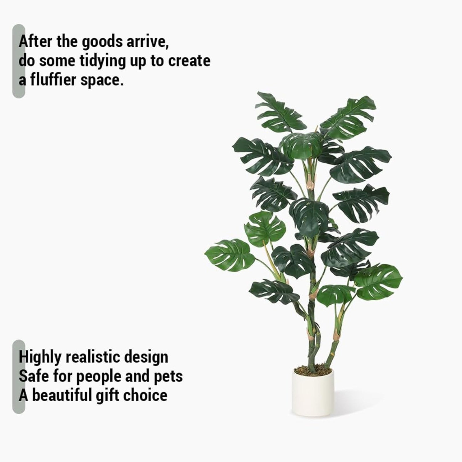 4FT Artificial Monstera Tree Tall Fake Tropical Palm Tree with Planter Home