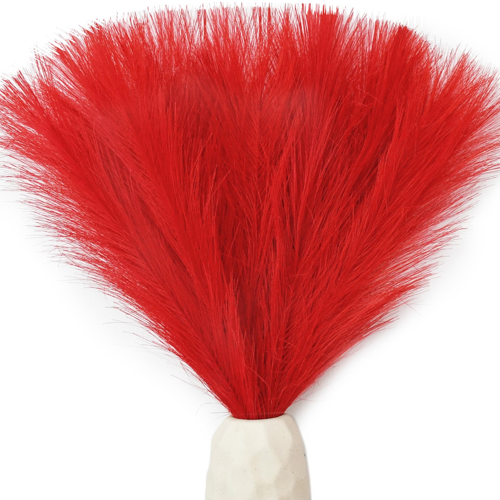 Red Silk Pampas Grass Bouquet 20 Stems 17.7in Fluffy Artificial Pampas with B…