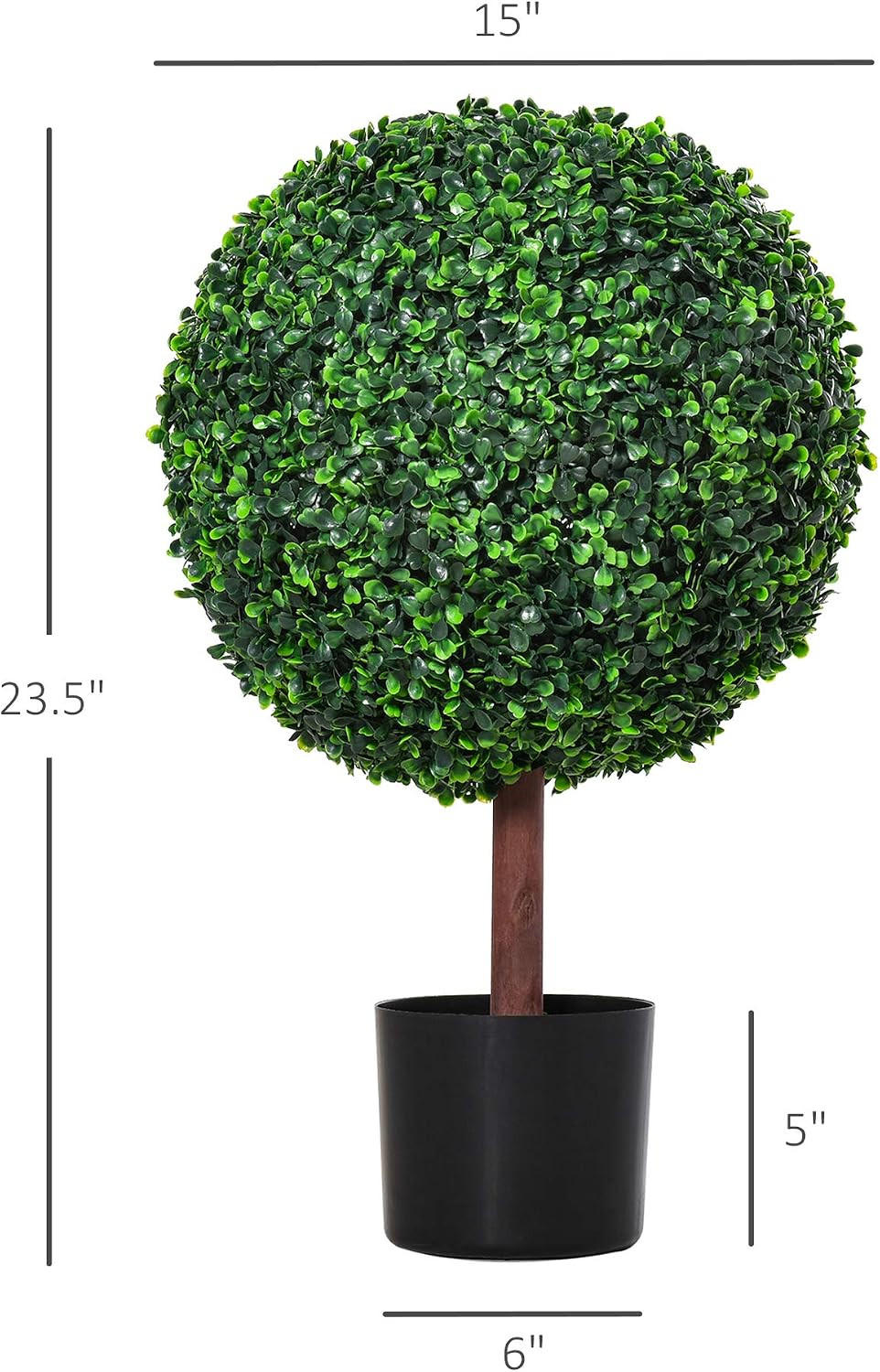 23.5″ Artificial Boxwood Topiary Ball Tree Nursery Pot Included | Fake Decorativ