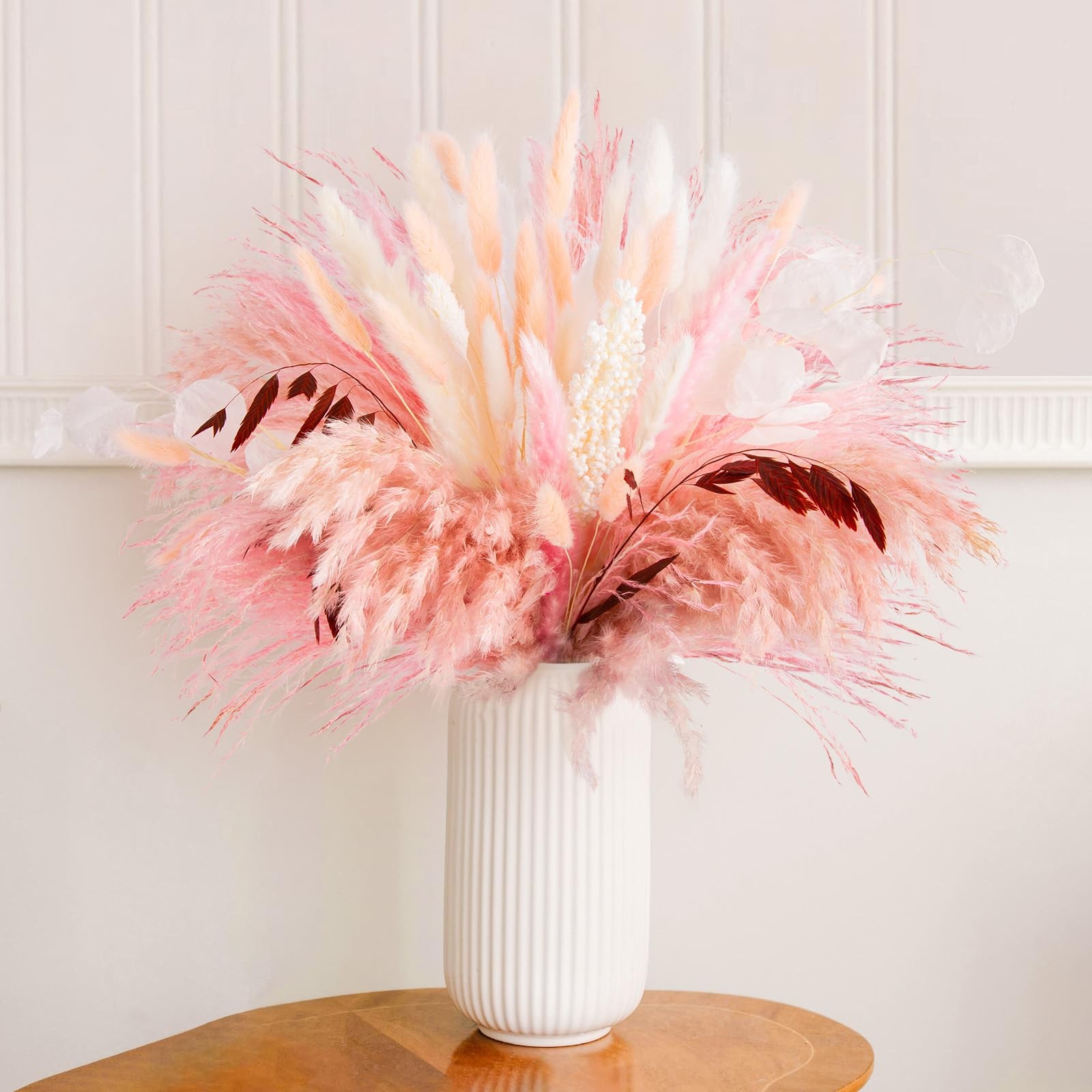 N&T NETING 85Pcs Pink Pampas Grass Decor, Natural Dried Floral Pampas Grass, …