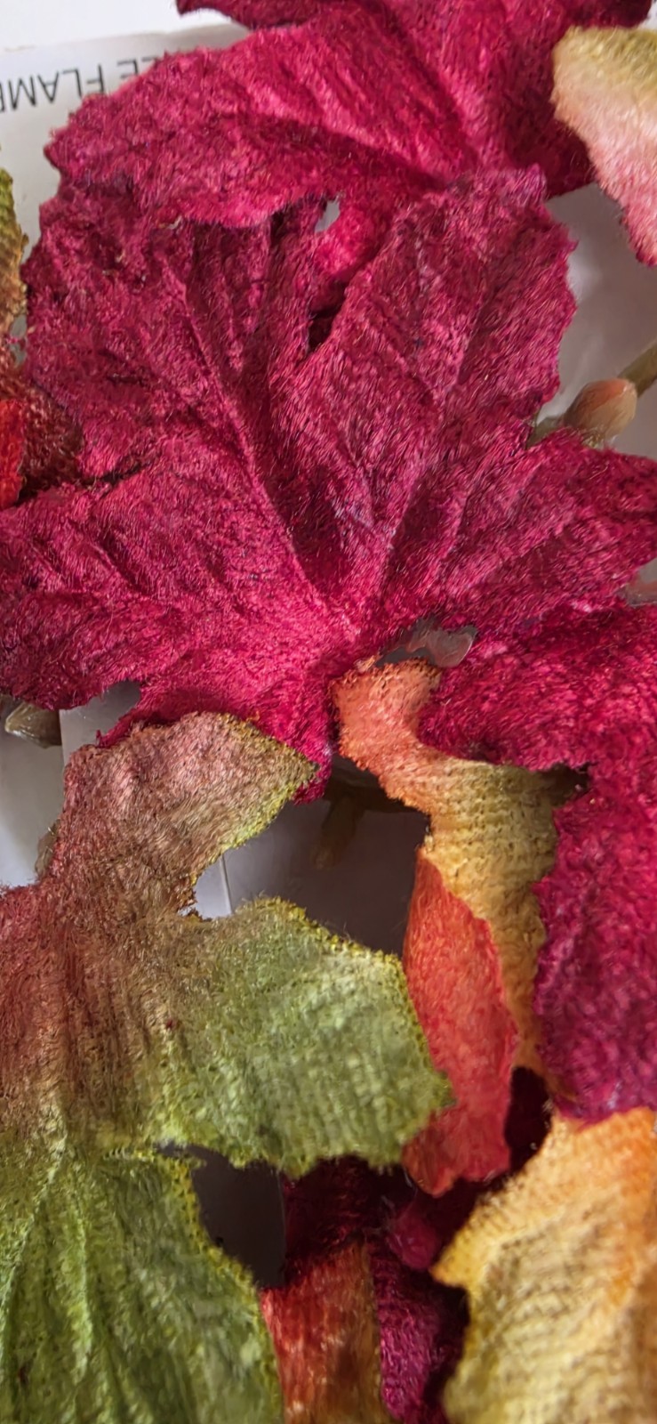 stuffed Fabric Fruits Assortment and Maple velvet Leaves, Multicolor.