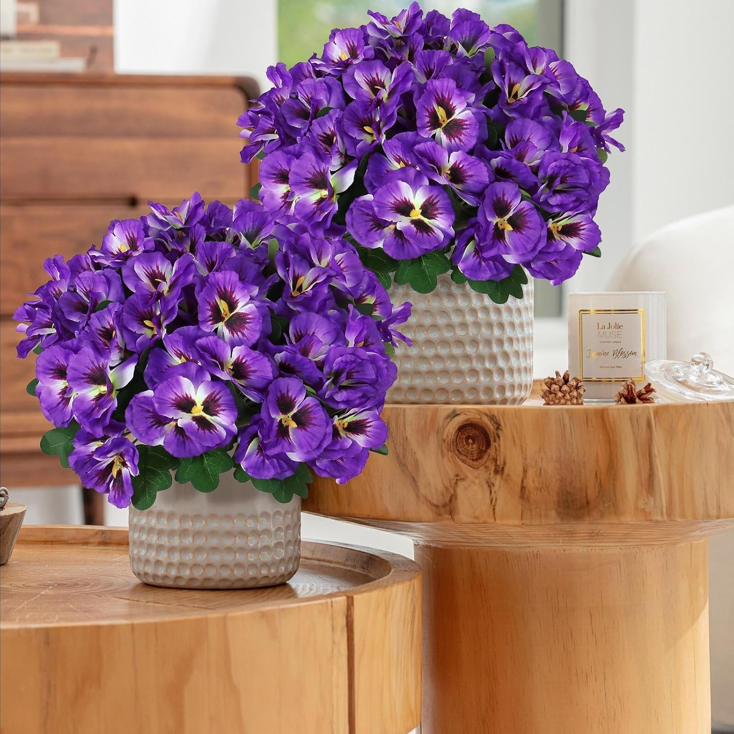 Artificial Pansies Flowers Outdoor 10 Bundles Faux Flowers UV Resistant Plast…