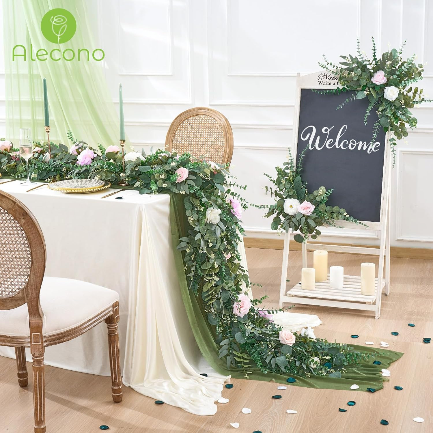 100Pcs Eucalyptus Leaves Stems – Faux Greenery for Weddings & Decor