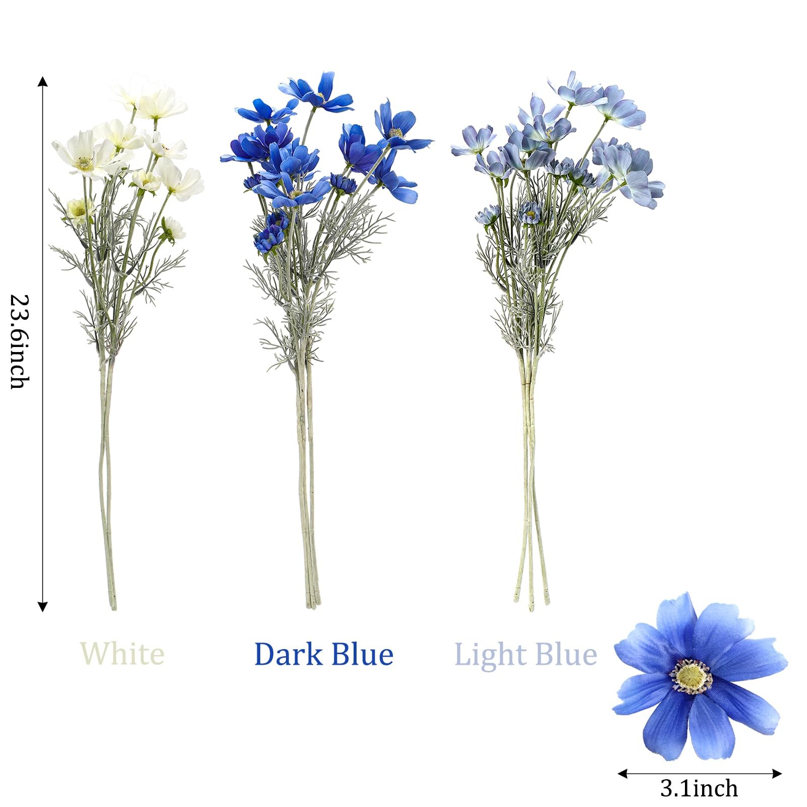 8 Bundles Artificial Flowers, No Fade Fake Flowers with Long Stem, Realistic …
