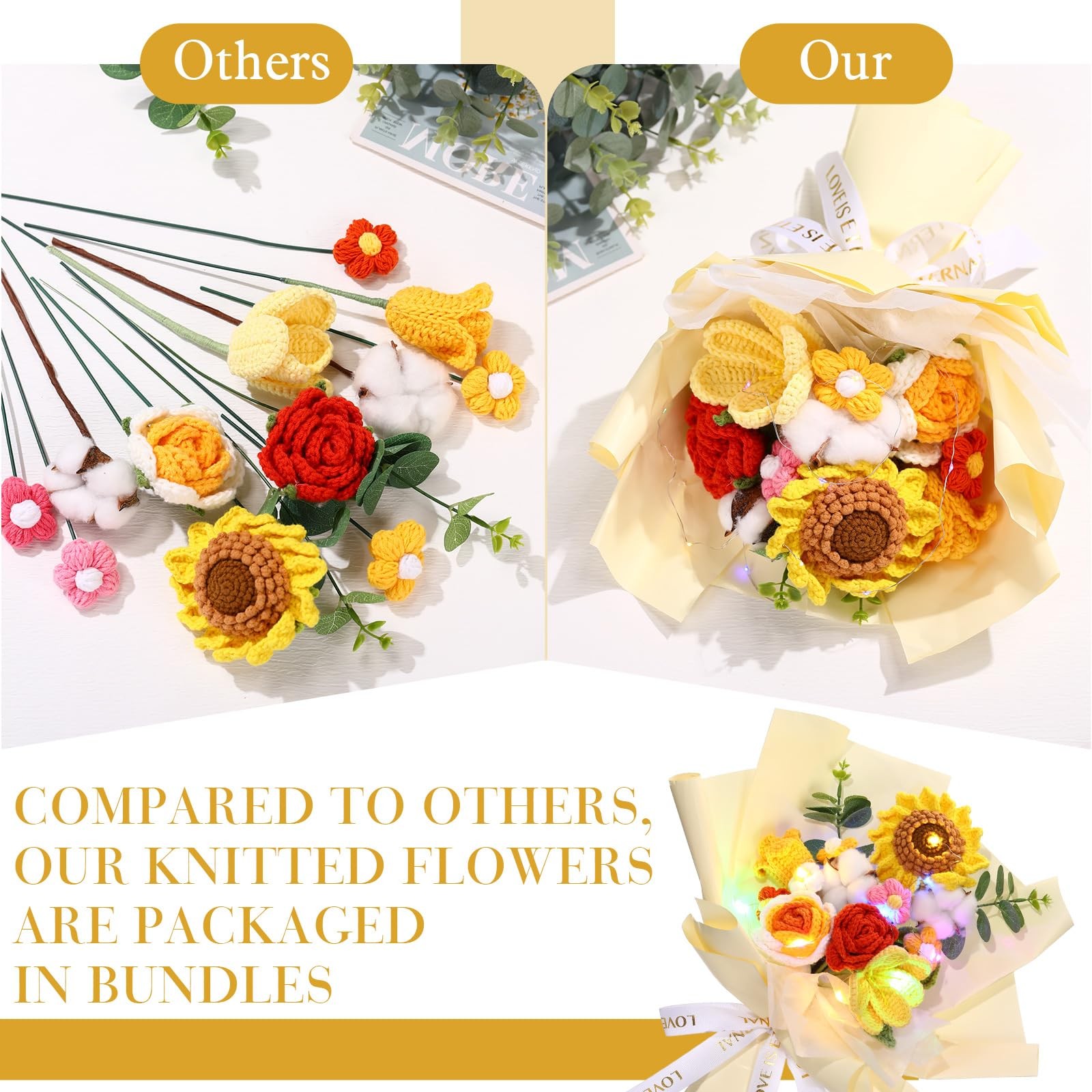 Mothers Day Crochet Flowers Bouquet Gift for Women Completed Handmade Knitted…