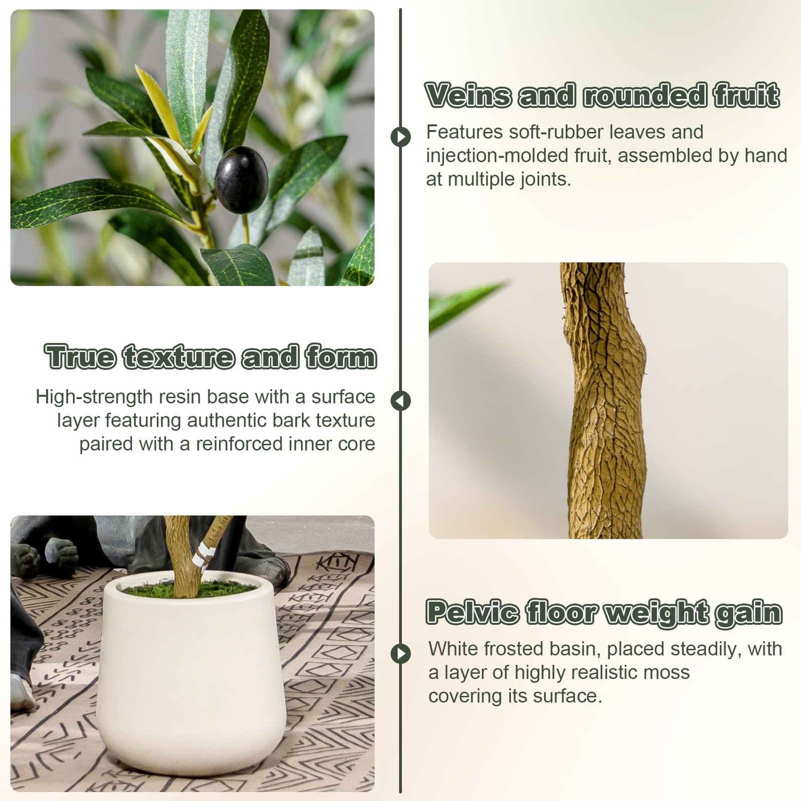 6ft Faux Olive Tree with White Pot & Moss, Artificial Olive Tree Indoor Outdo…