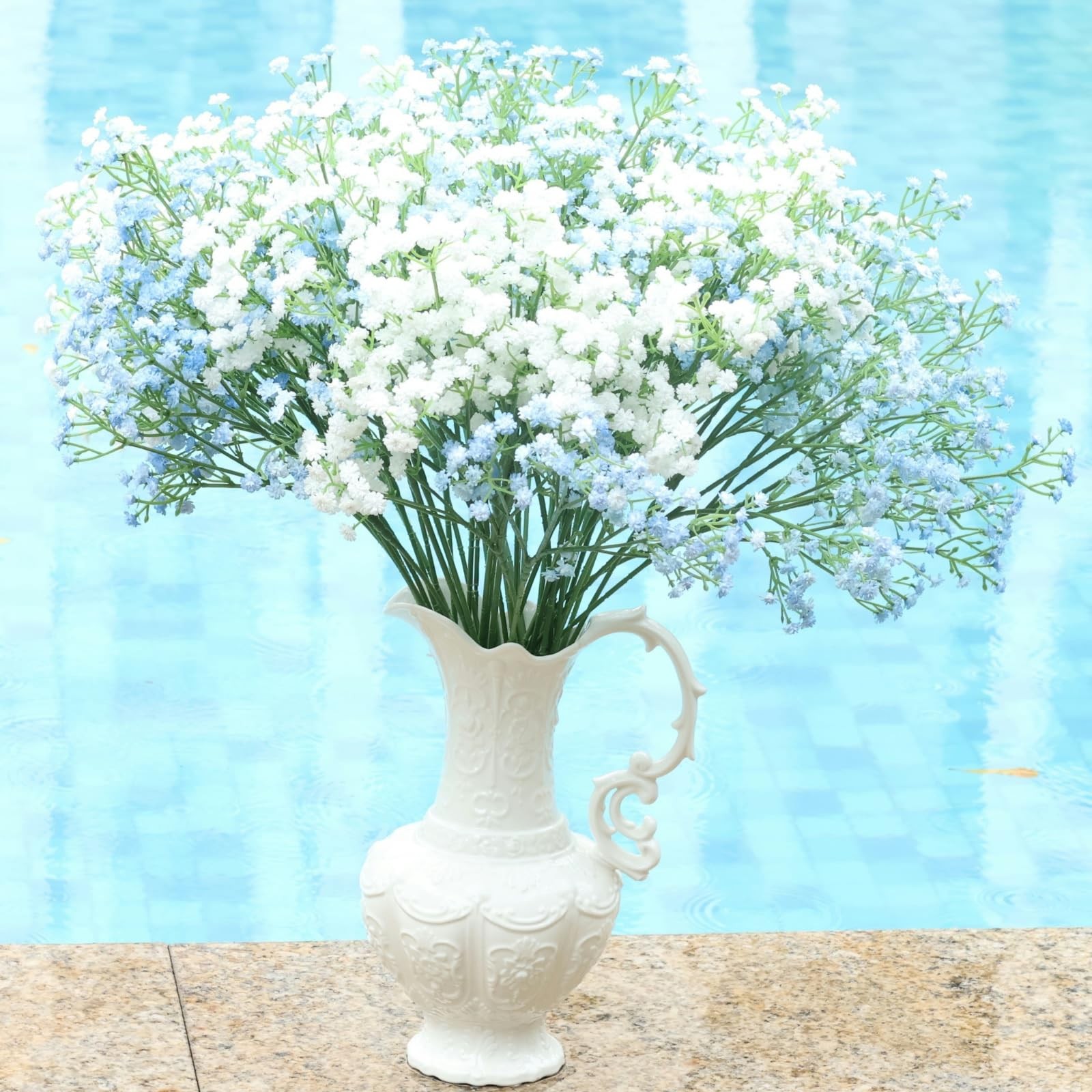 White Baby Breath Flowers Artificial Fake Real Touch Wedding Garden 12 PCS