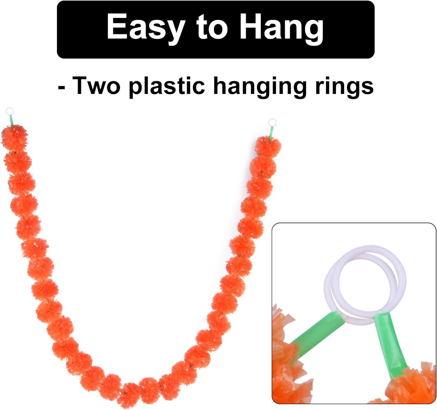 5/10/15/20 Pack Marigold Flower Garland for Dia de Muertos Diwali Pooja Mehndi