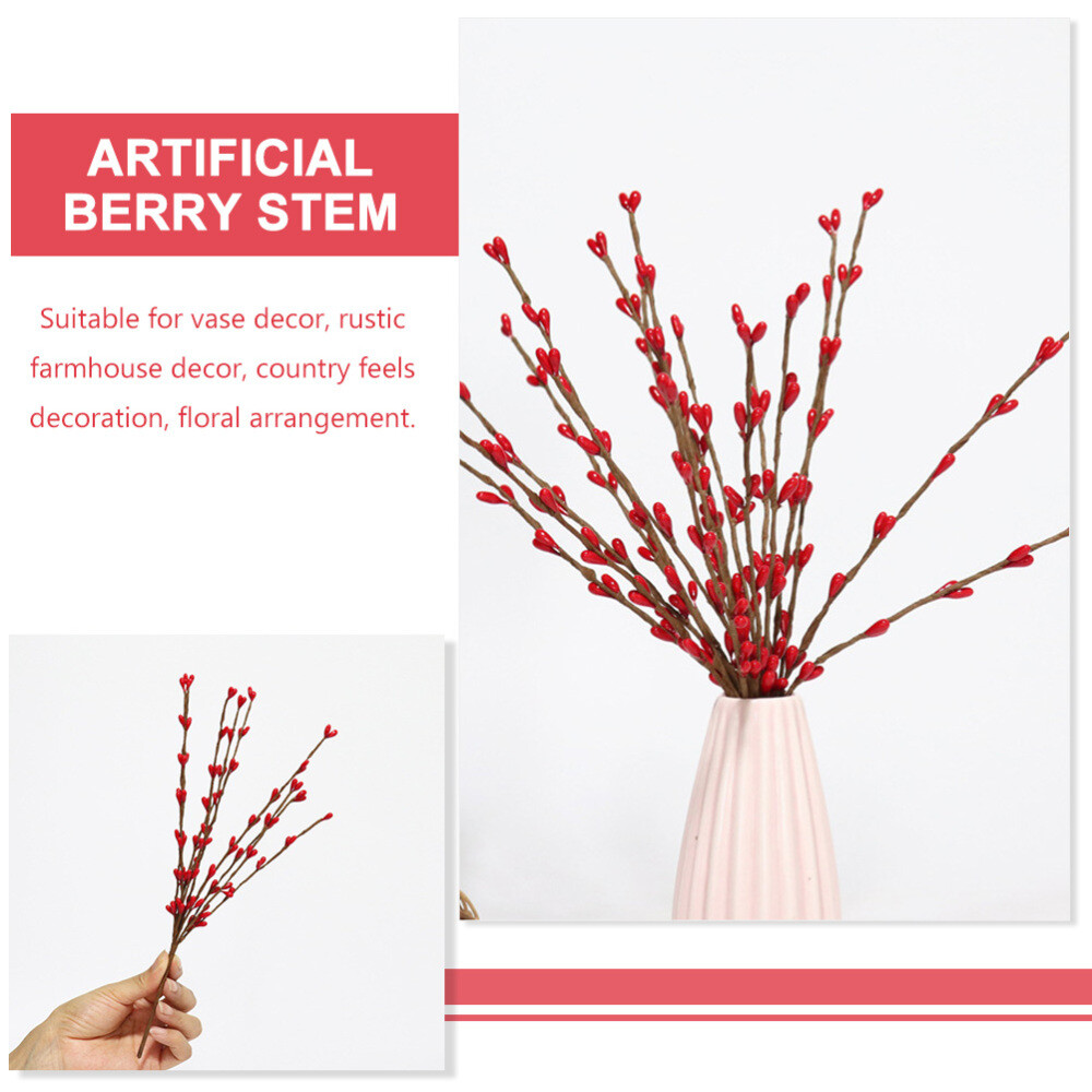 5pcs Orange Berry Christmas Christmas Berry Picks Artificial Red Berry Stems