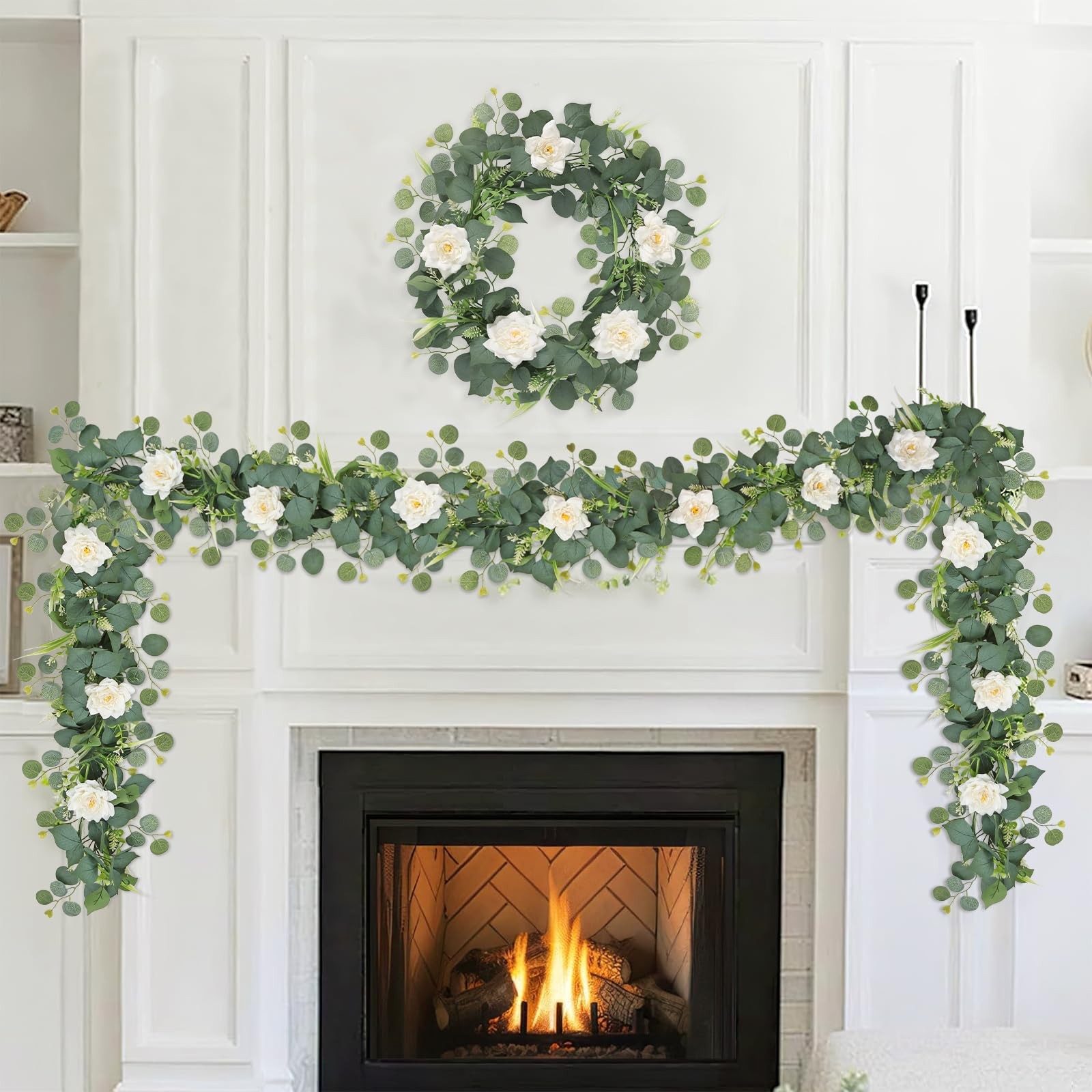 2PCS Flower Garland 6.2FT Artificial Rose Flowers Garland Wall Vines Greenery…
