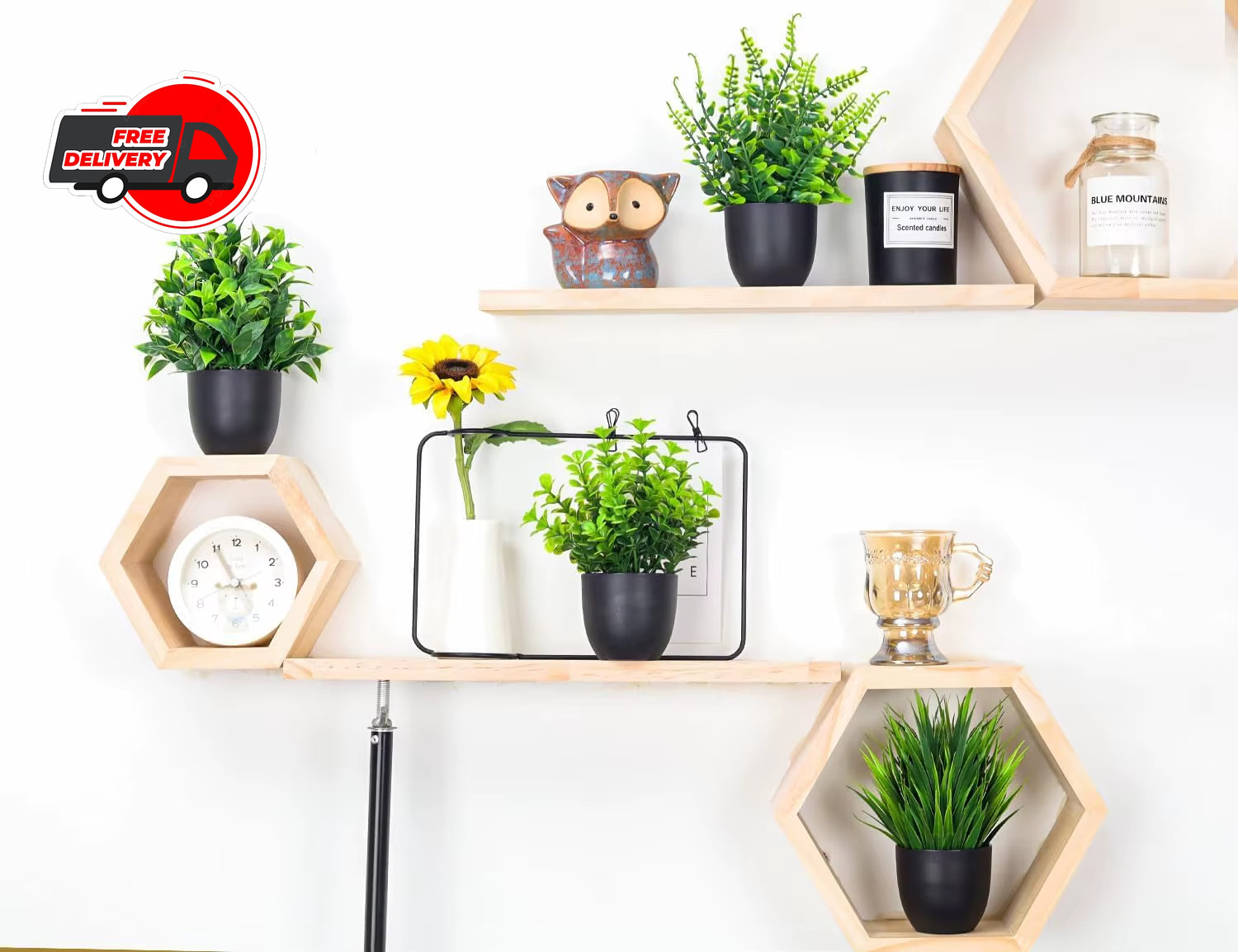 4 Pack Fake Plants Artificial Small Faux Bathroom Home Kitchen Office Desk Decor