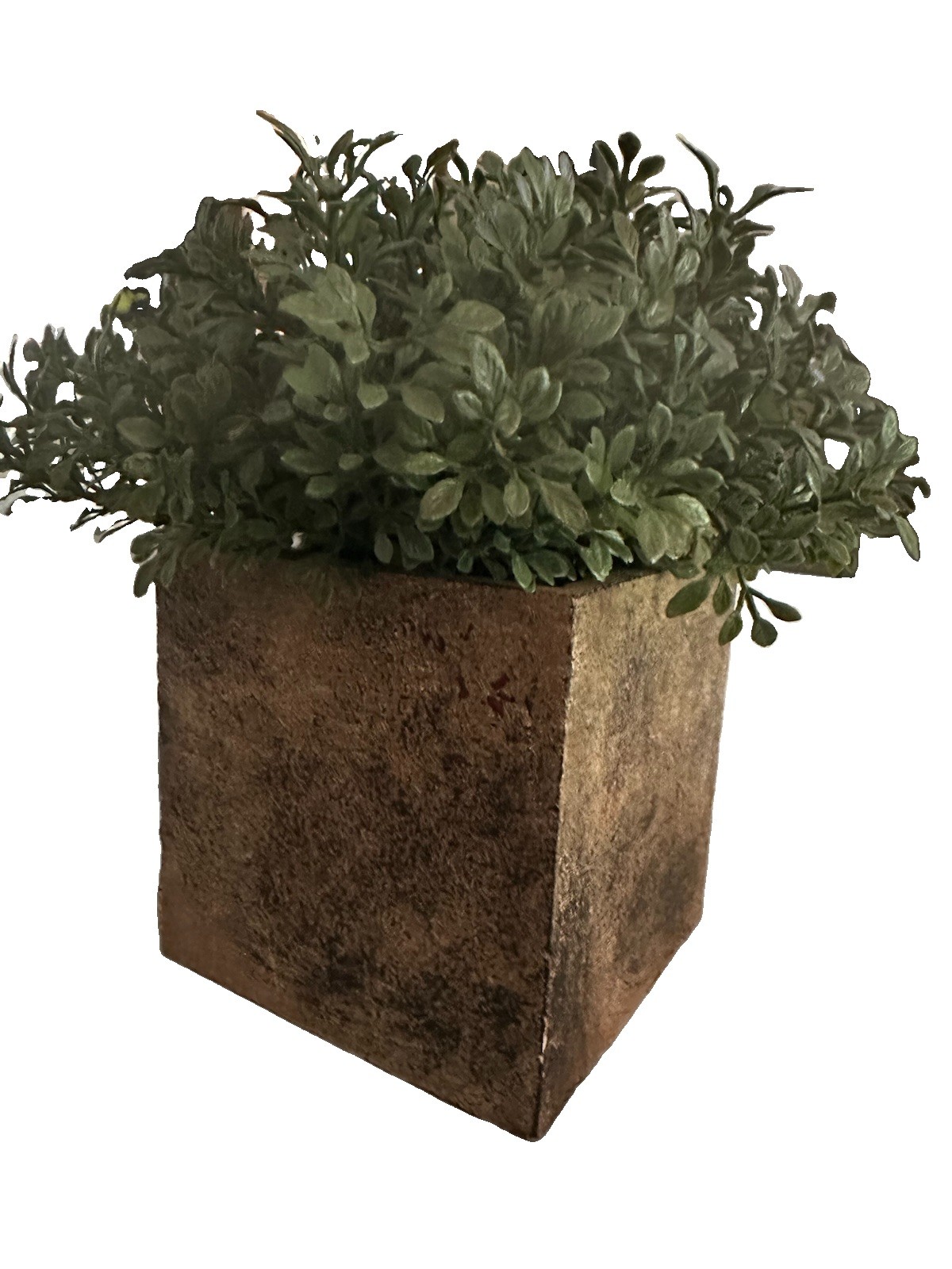 Faux Houseplant Tabletop Artificial Green Plant In Faux Ceramic Square – Decor