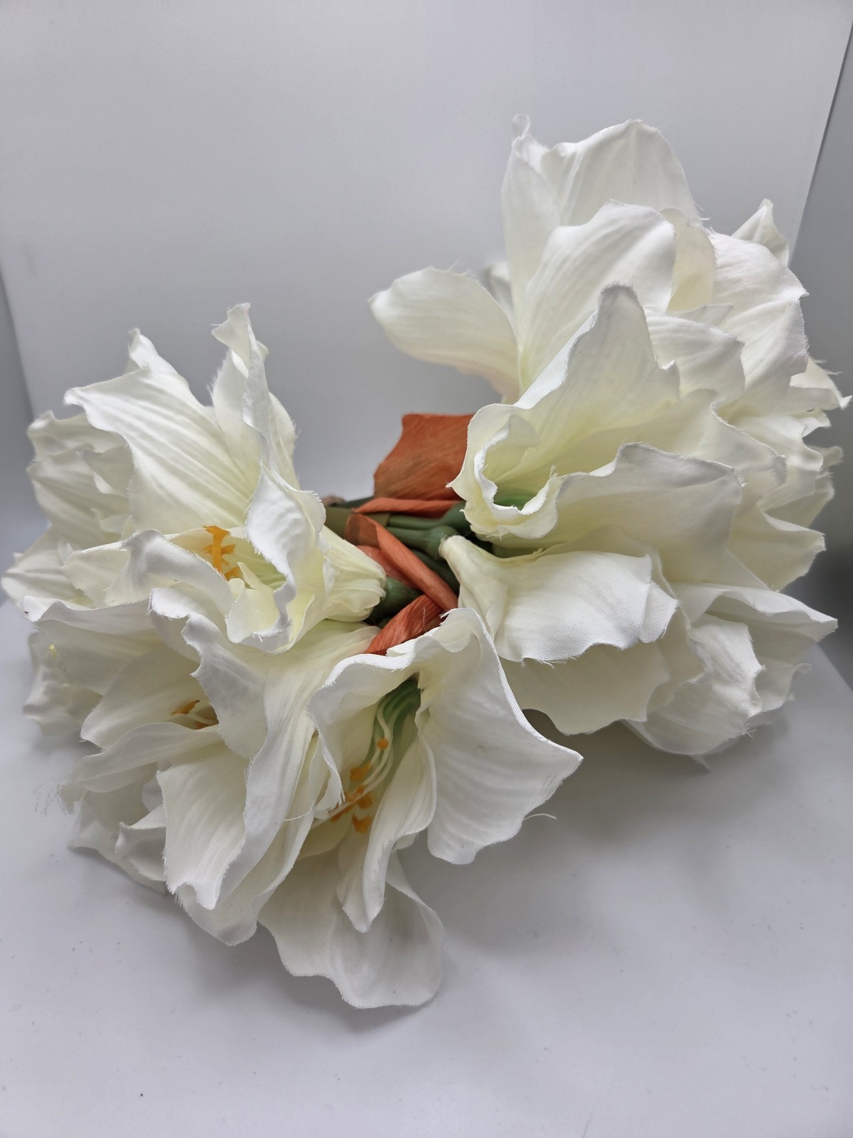 New Pottery Barn Faux Flowers White Amaryllis 3 Stems Set 2 Bundle Arrangement