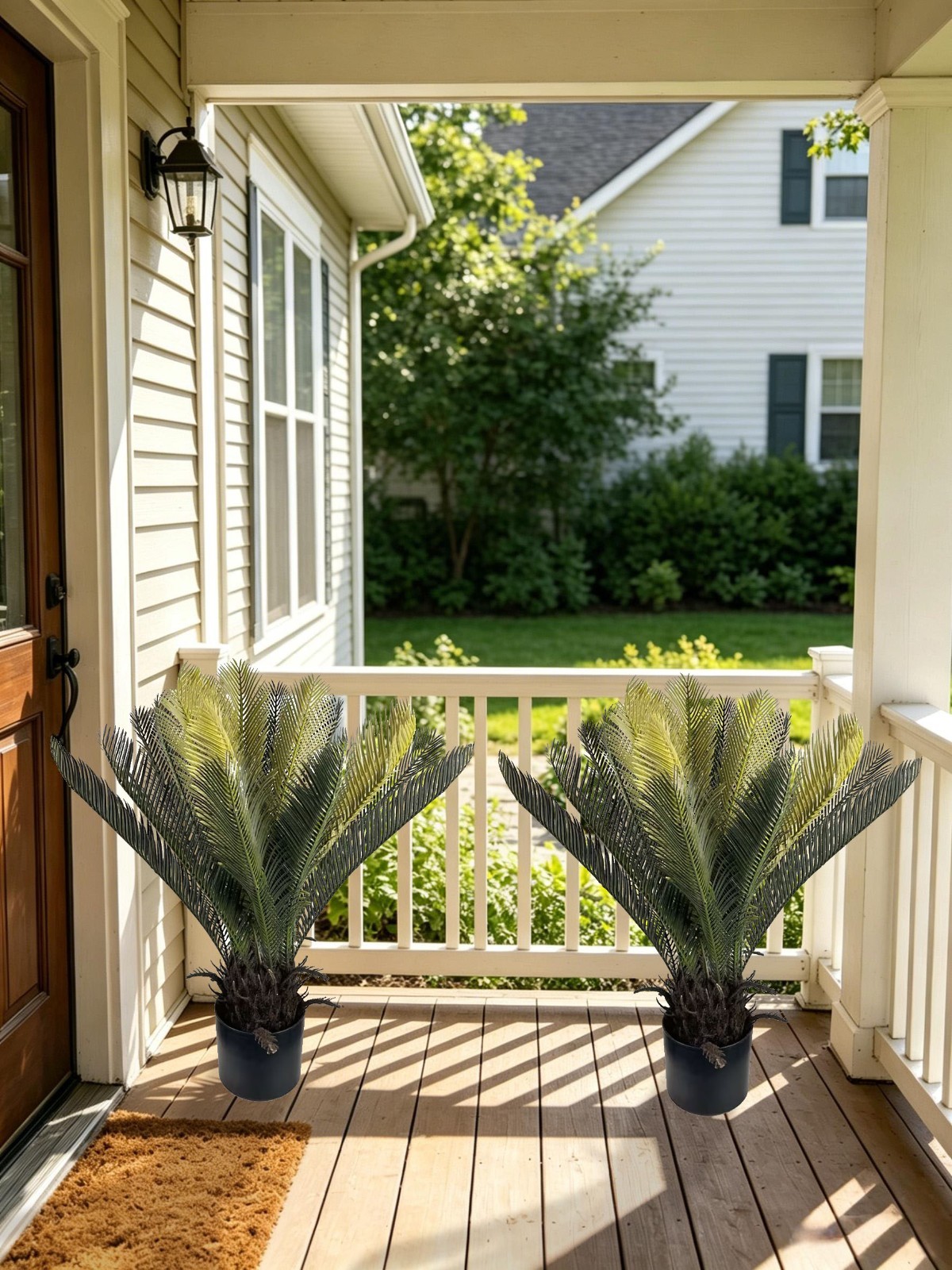 2Pack 70cm Artificial Sago Palm Cycas Plant Potted Lifelike Cycad for Home Decor
