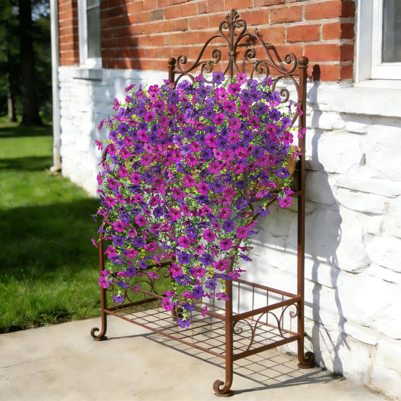 Ammyoo 2Pcs Fake Hanging Flowers for Outdoor Decoration Artificial Hanging Fl…