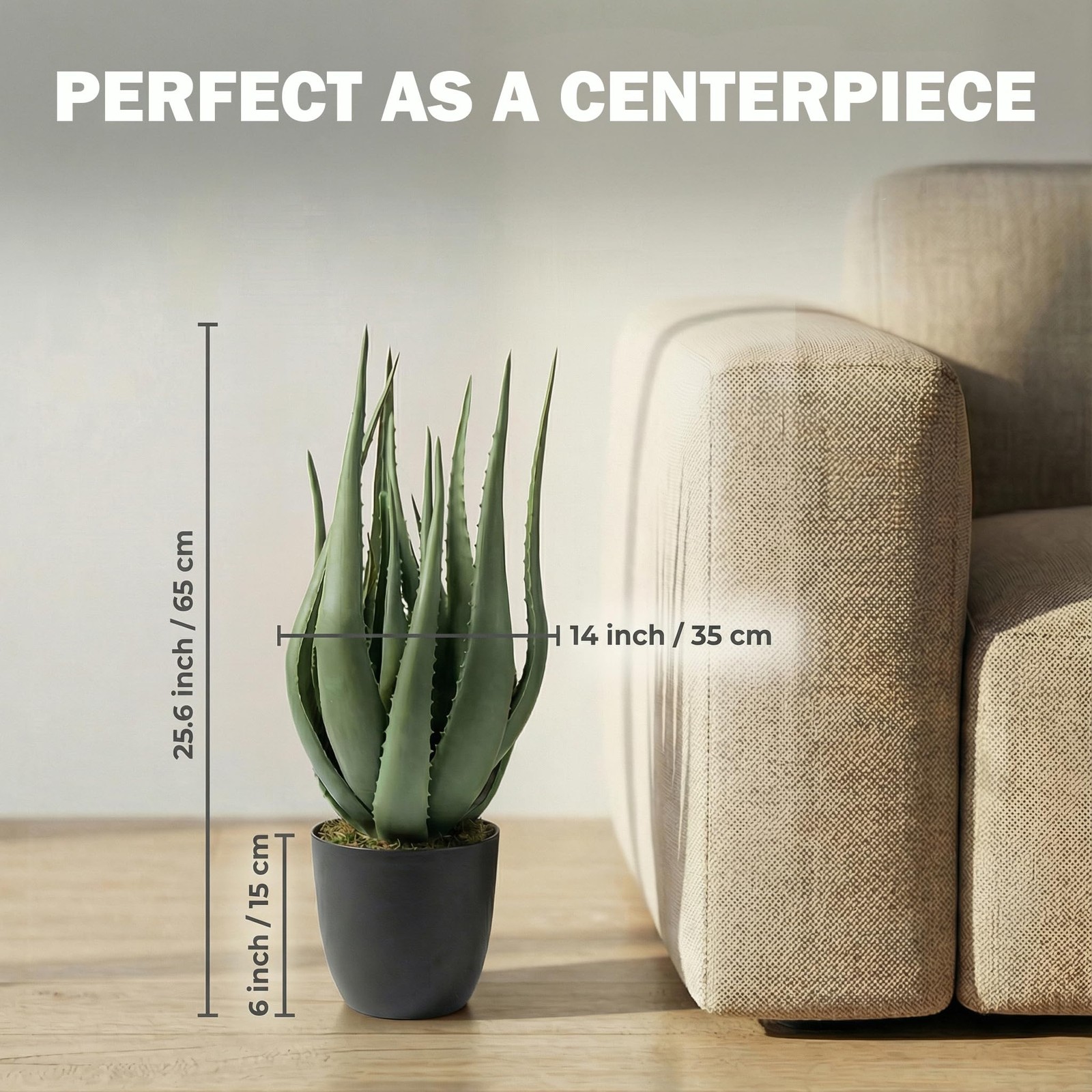 Volcuna 26 Inch Large Potted Artificial Aloe Vera Plant