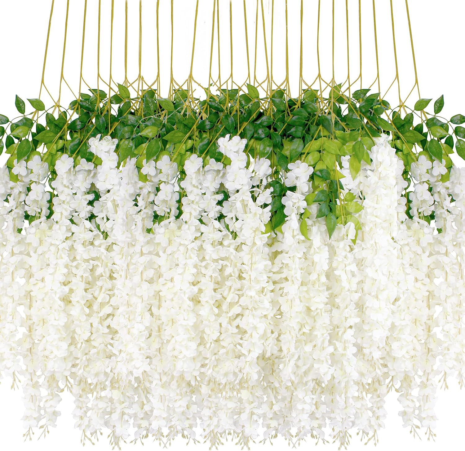 Wisteria Hanging Flowers 24 Pack Artificial Flowers Fake Wisteria Vine Rattan Ha