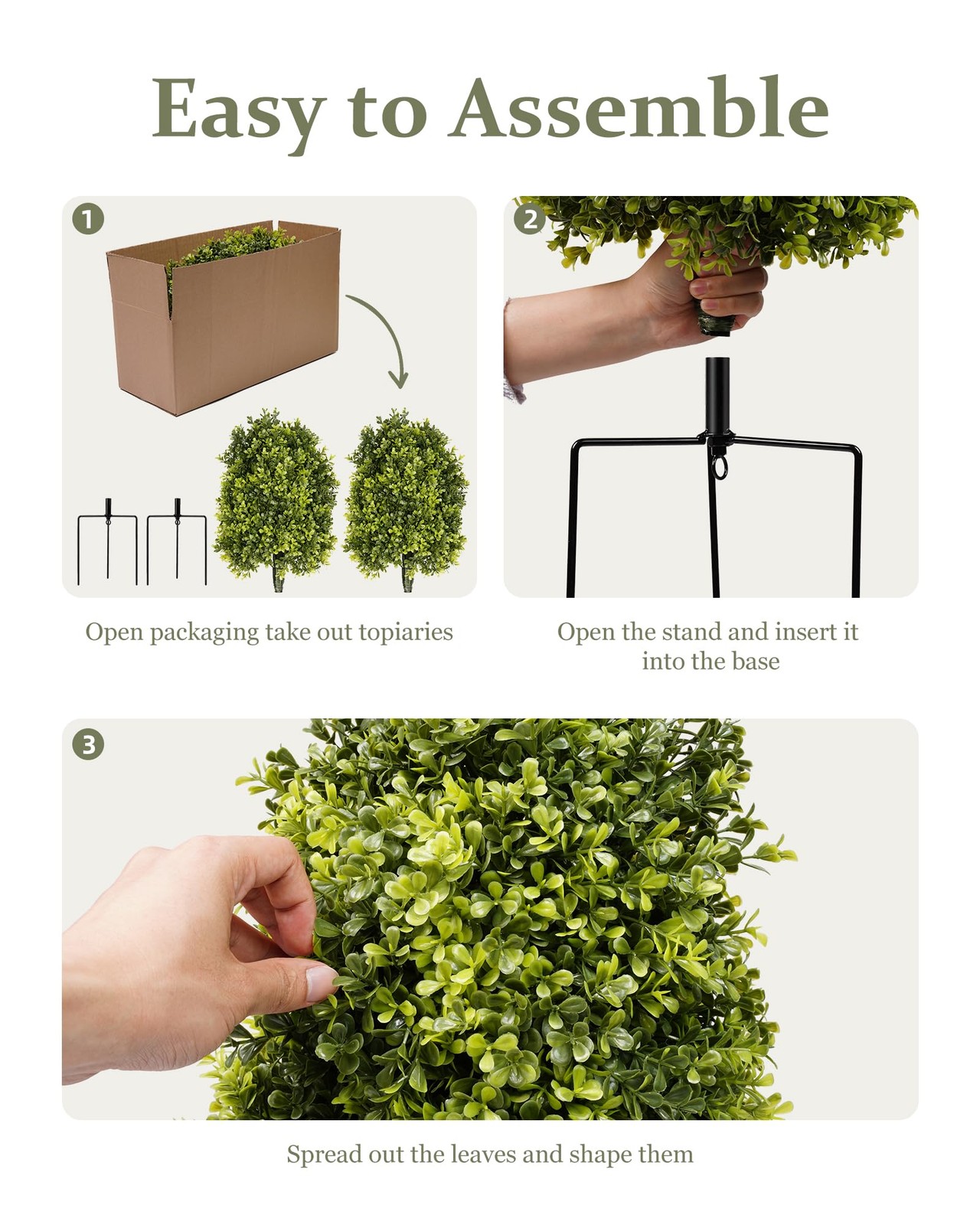 25″ Artificial Boxwood Topiary Tree,2 Pack Plants Outdoor with Ground Spike U…