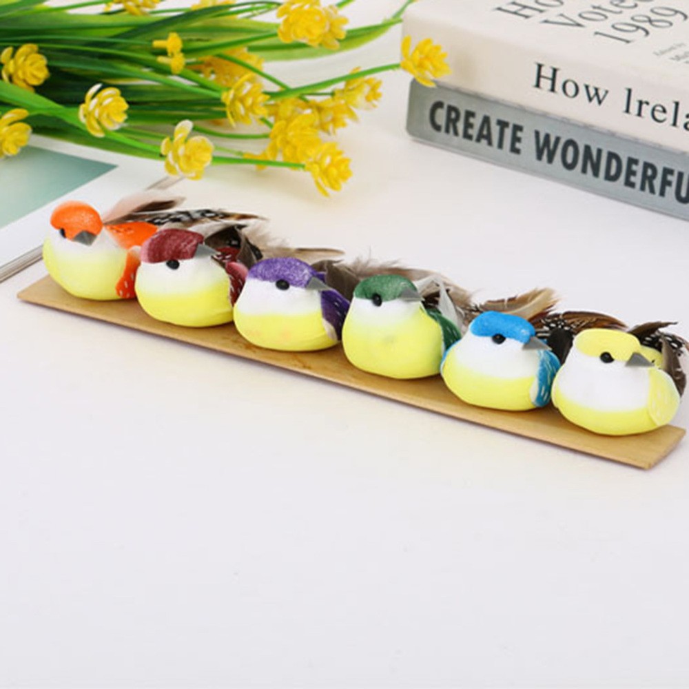 Green Artificial Simulation Bird Tree Ornaments Realistic Feather Birds