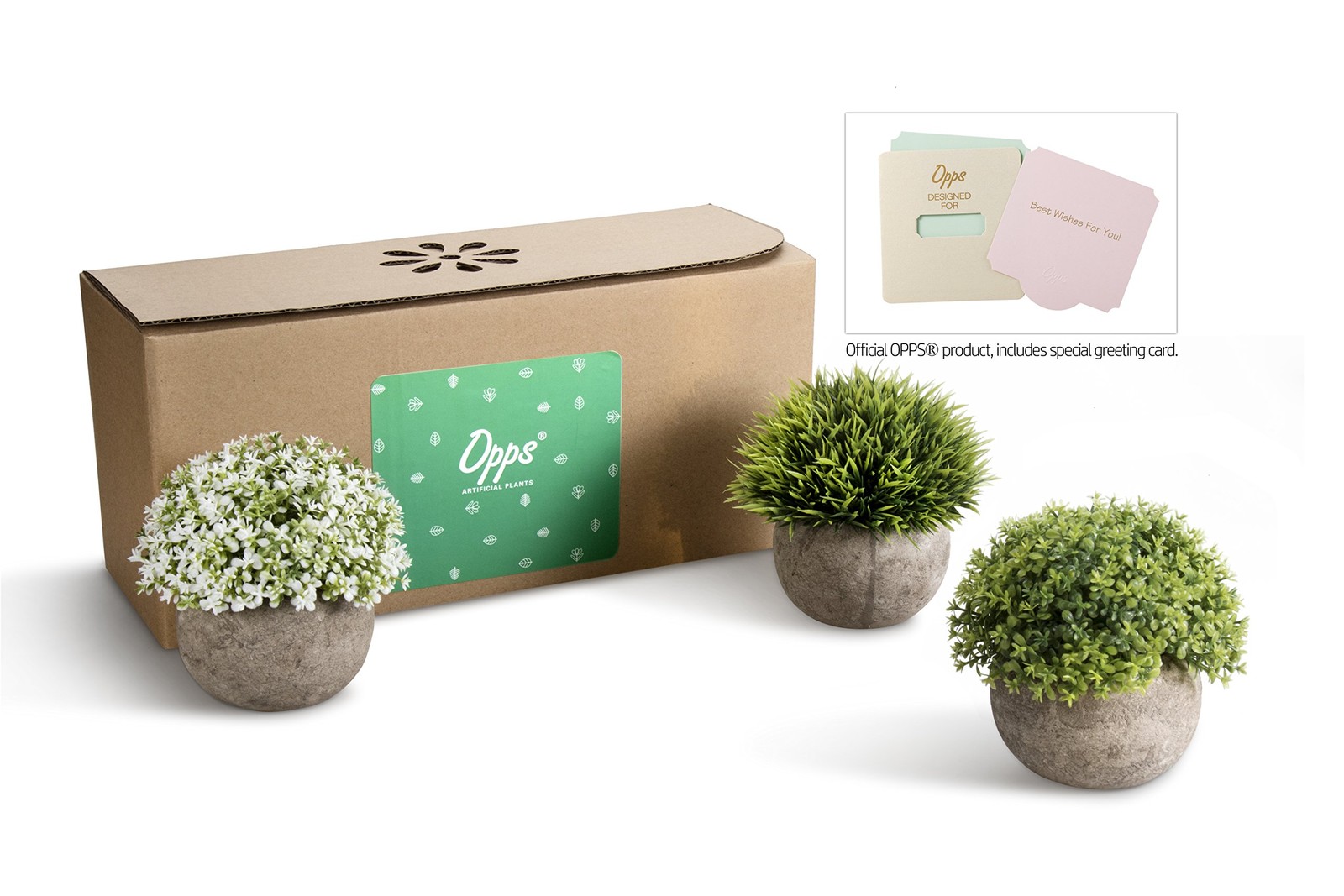 Artificial Plastic Mini Plants Unique Fake Fresh Green Grass Flower in Gray P…