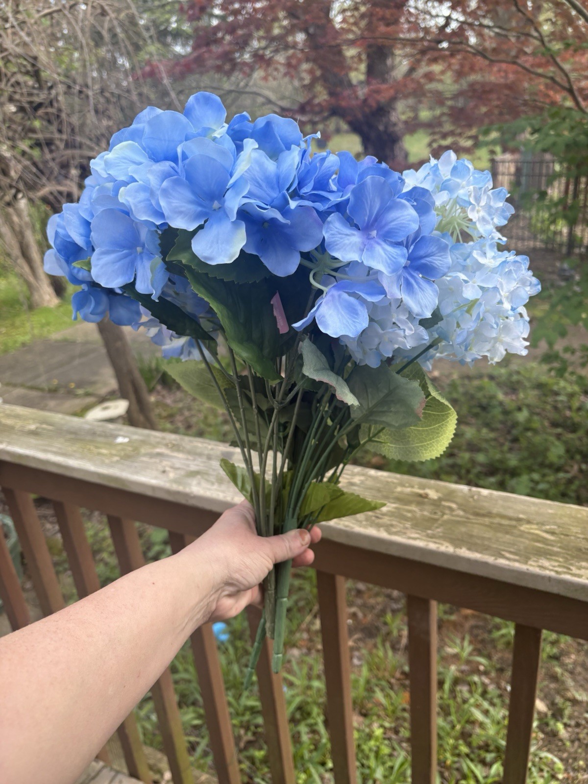 Blue Hydrangea Artificial Flowers 24pc Faux Hydrangea Flowers, Fake Flowers