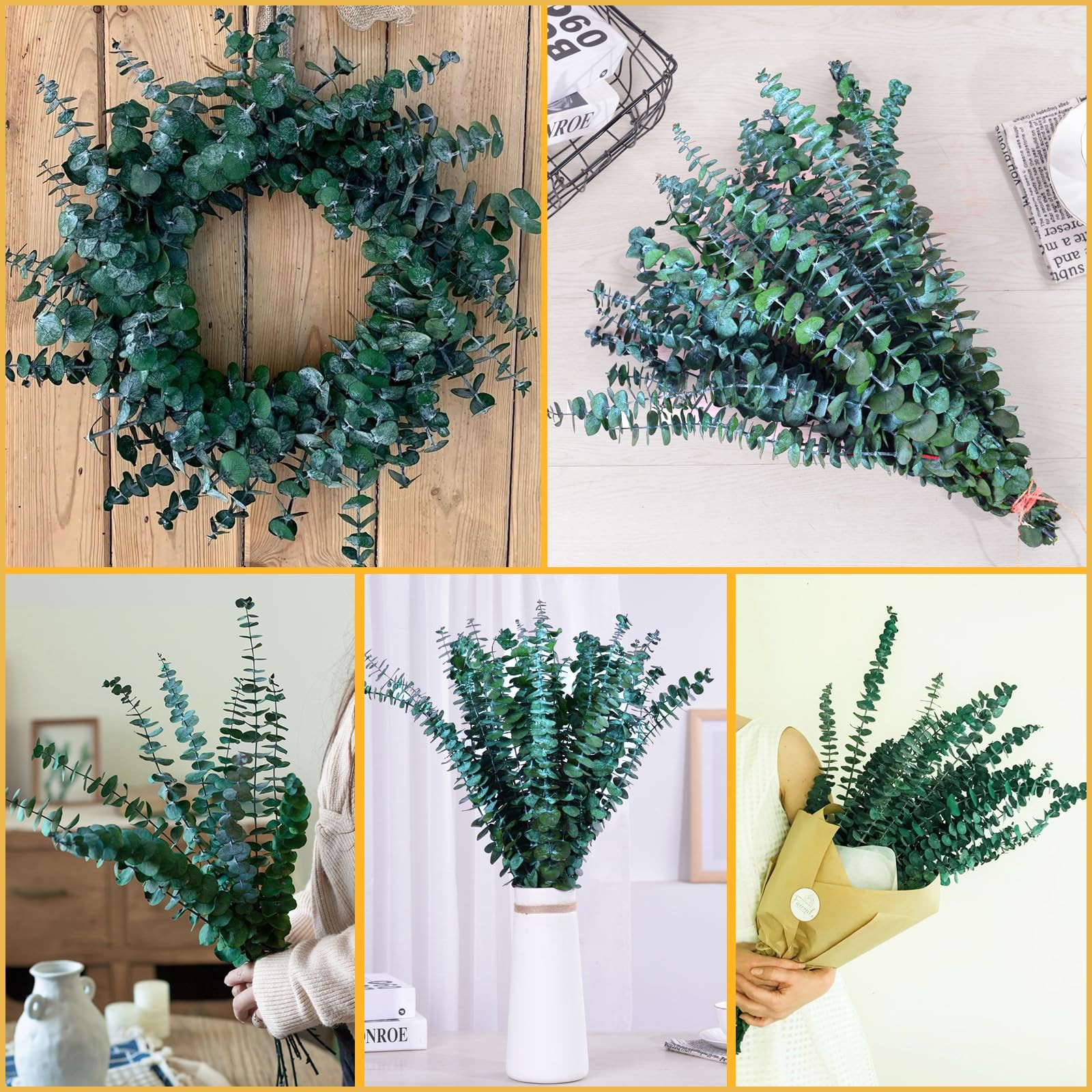 Dried Eucalyptus Bundle 22 Stems 17″ Fresh Real Leaves for Shower – Natural