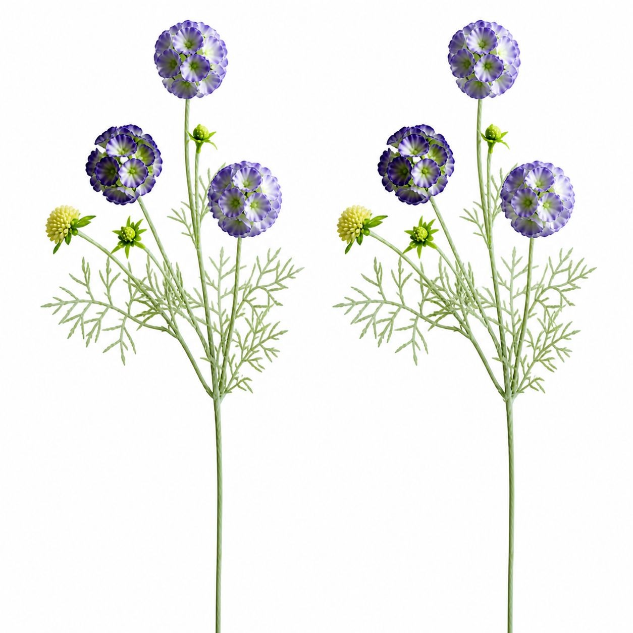 Artificial Scabiosa Flower Stems Purple Blue Faux Wildflower Cottage Floral Fill