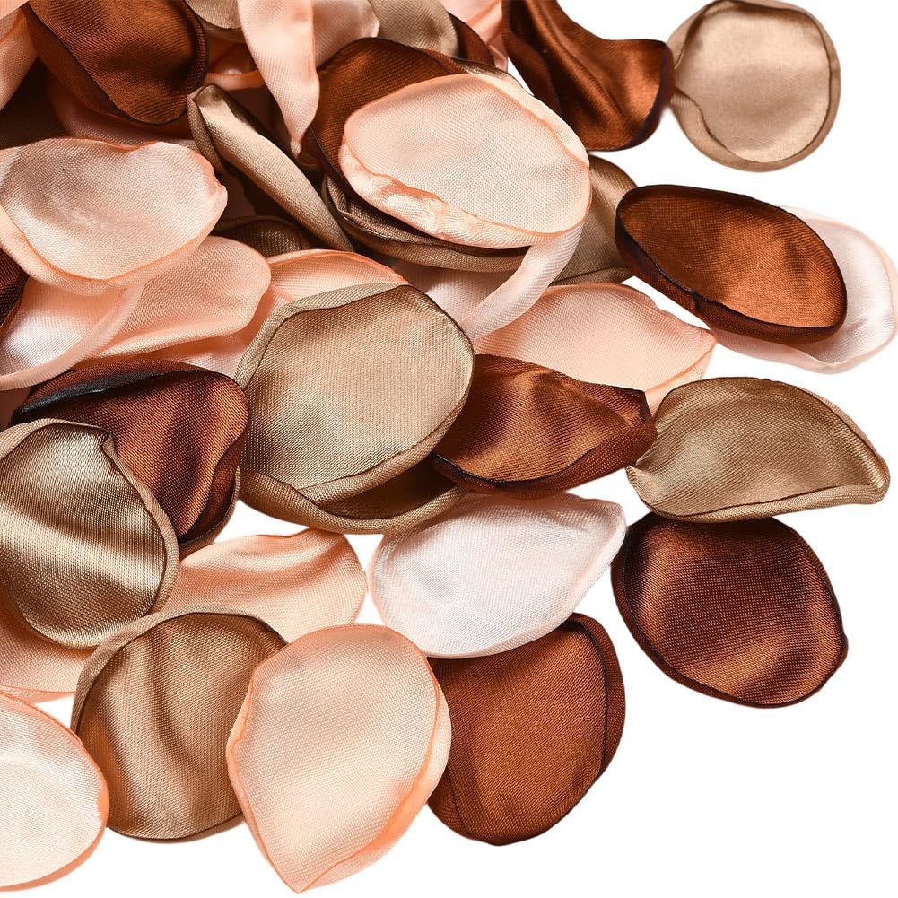 500 PCS Brown Fabric Rose Flower Petals Faux Silk Confetti Table Decor