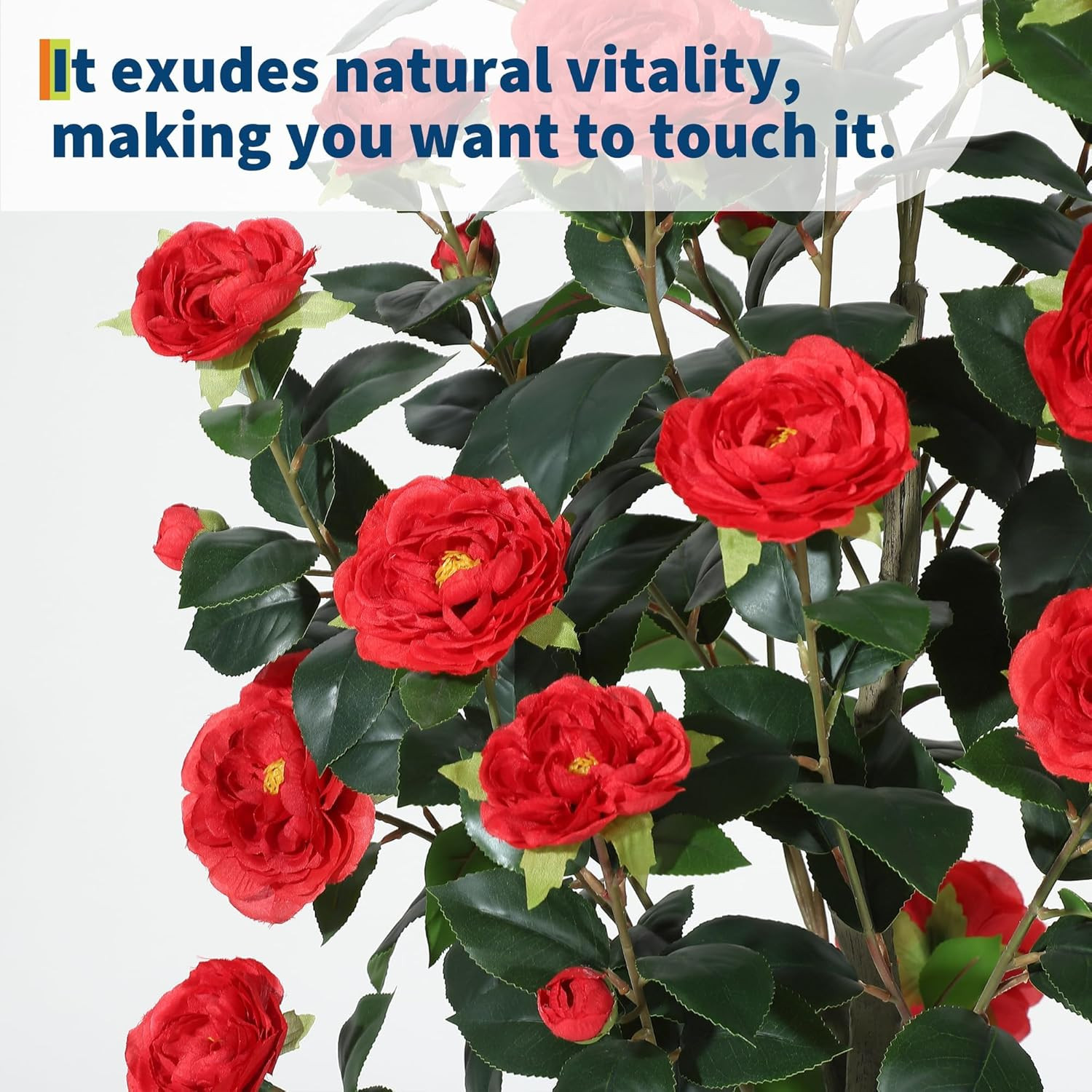 5FT Realistic Silk Camellia Tree – Indoor/Outdoor Decor, Zero Maintenance