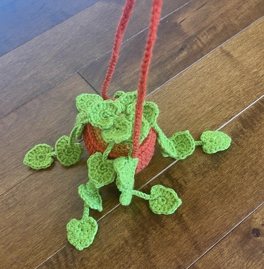 Handcrafted Cotton Crochet Hanging Plant for Car Mirror Home Decoration Window