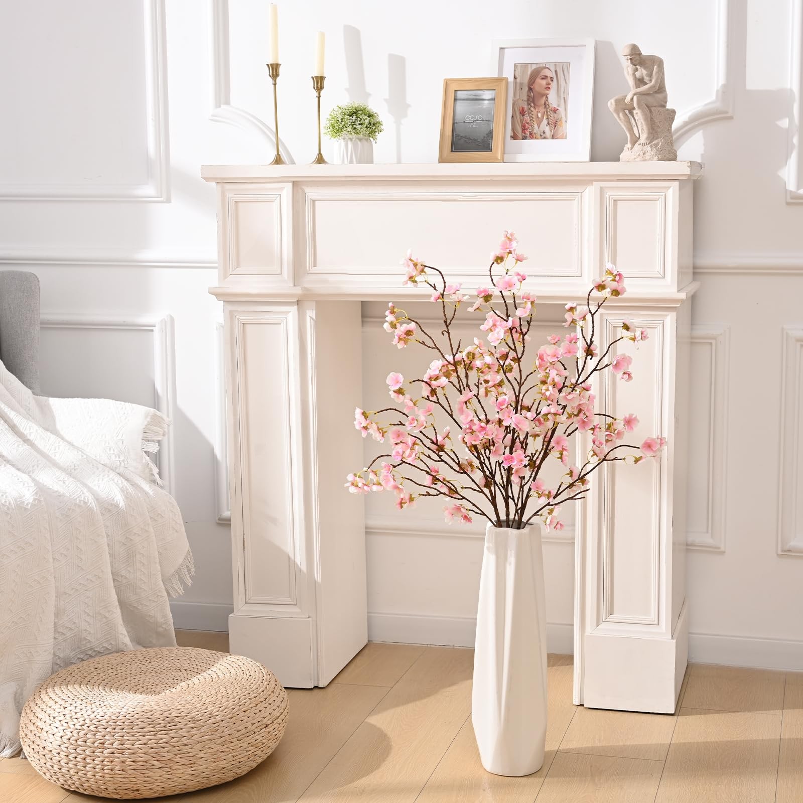 Artificial Cherry Blossoms Silk Stems 40 Inch Light Pink Set of 3 Wedding Decor